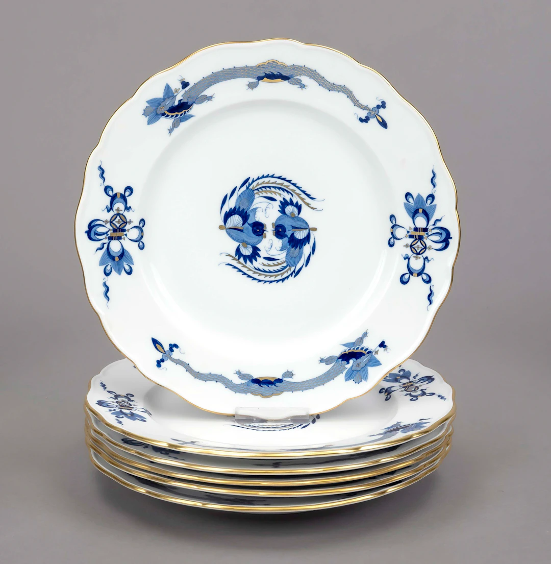 6 Platzteller, Meissen, Ende 20.