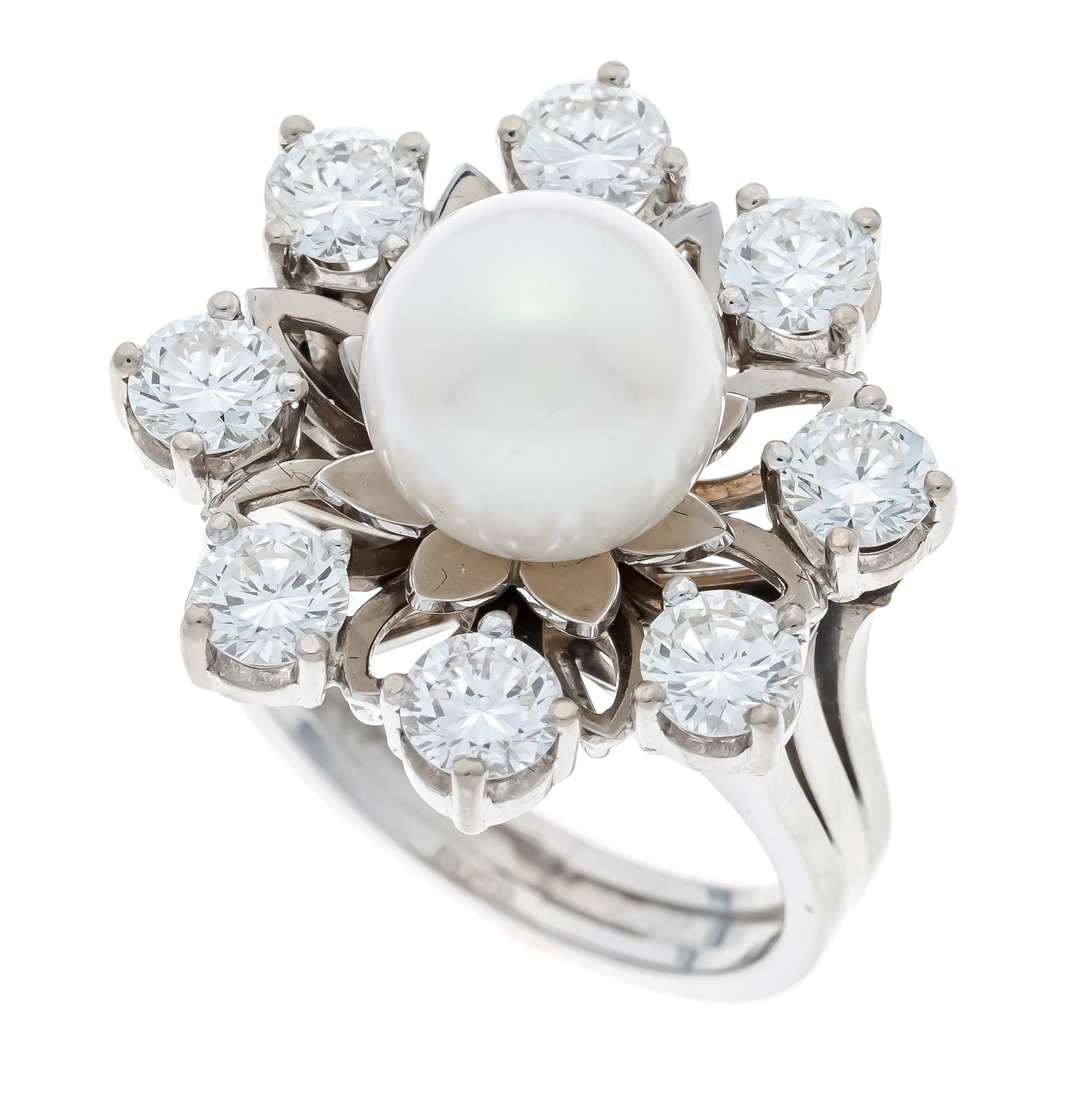 Akoyaperlen-Brillant-Ring WG 750/