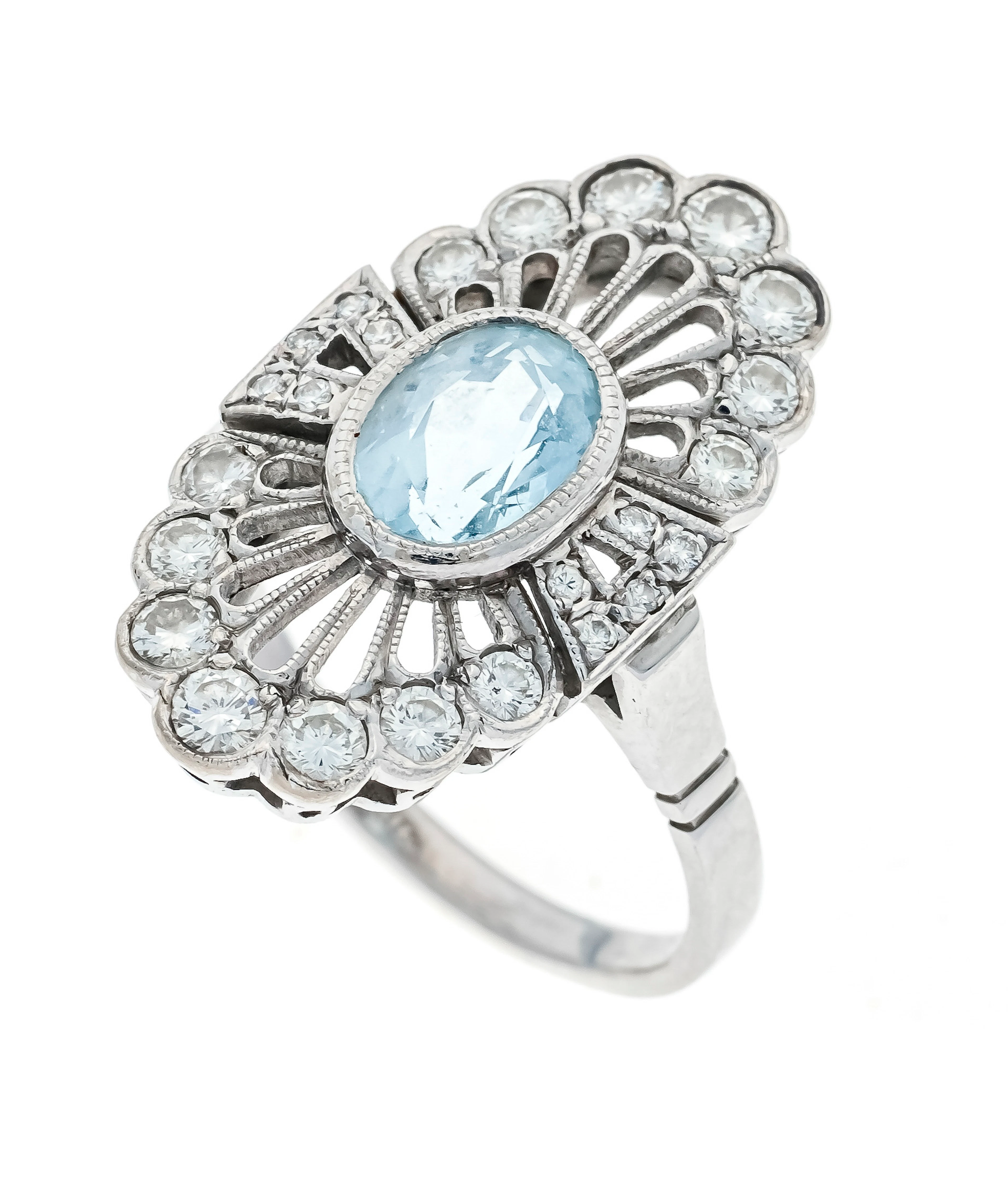 Aquamarin-Brillant-Ring um 1940 W