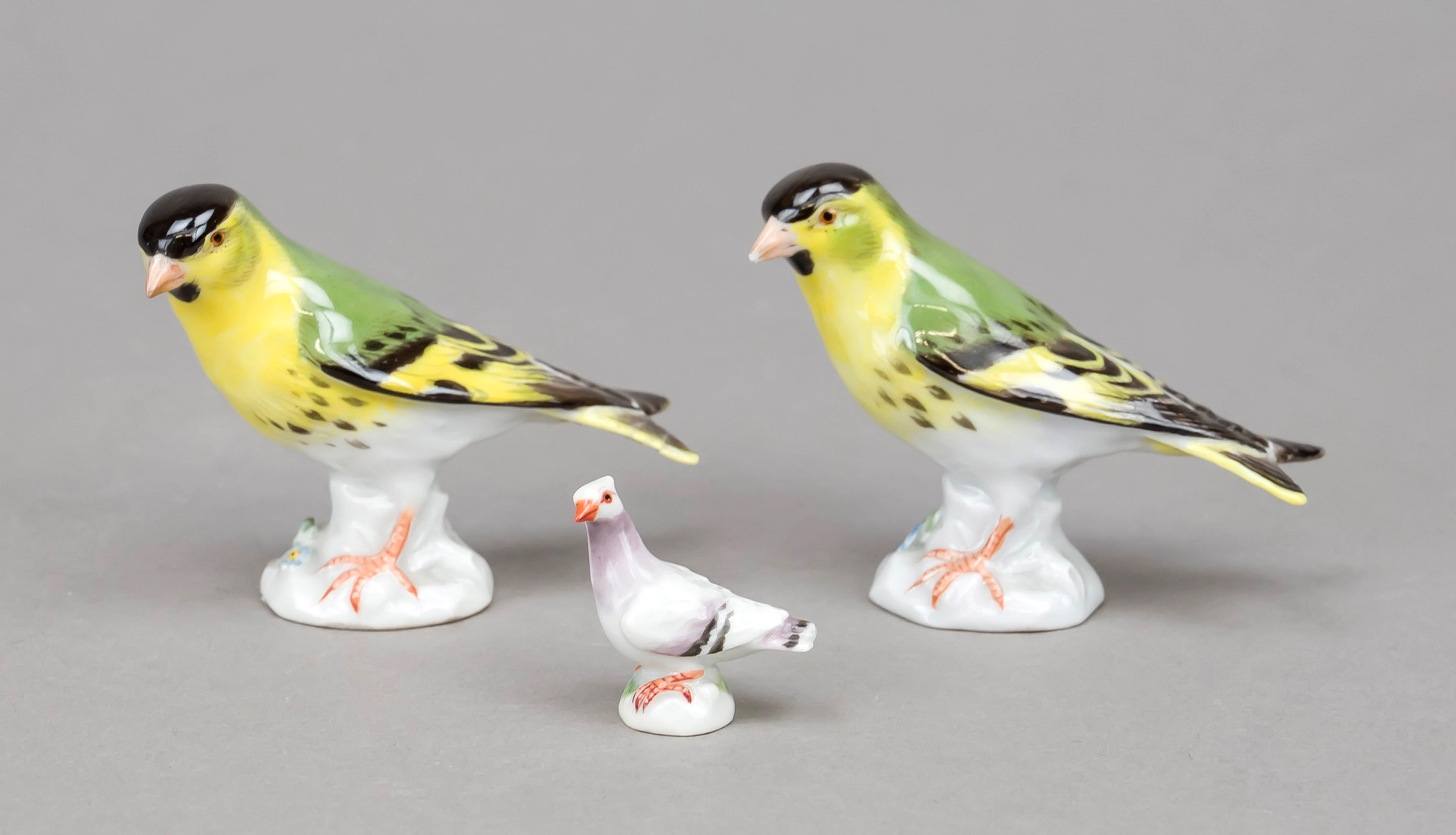 3 Miniatur Vögel, Meissen, Marke