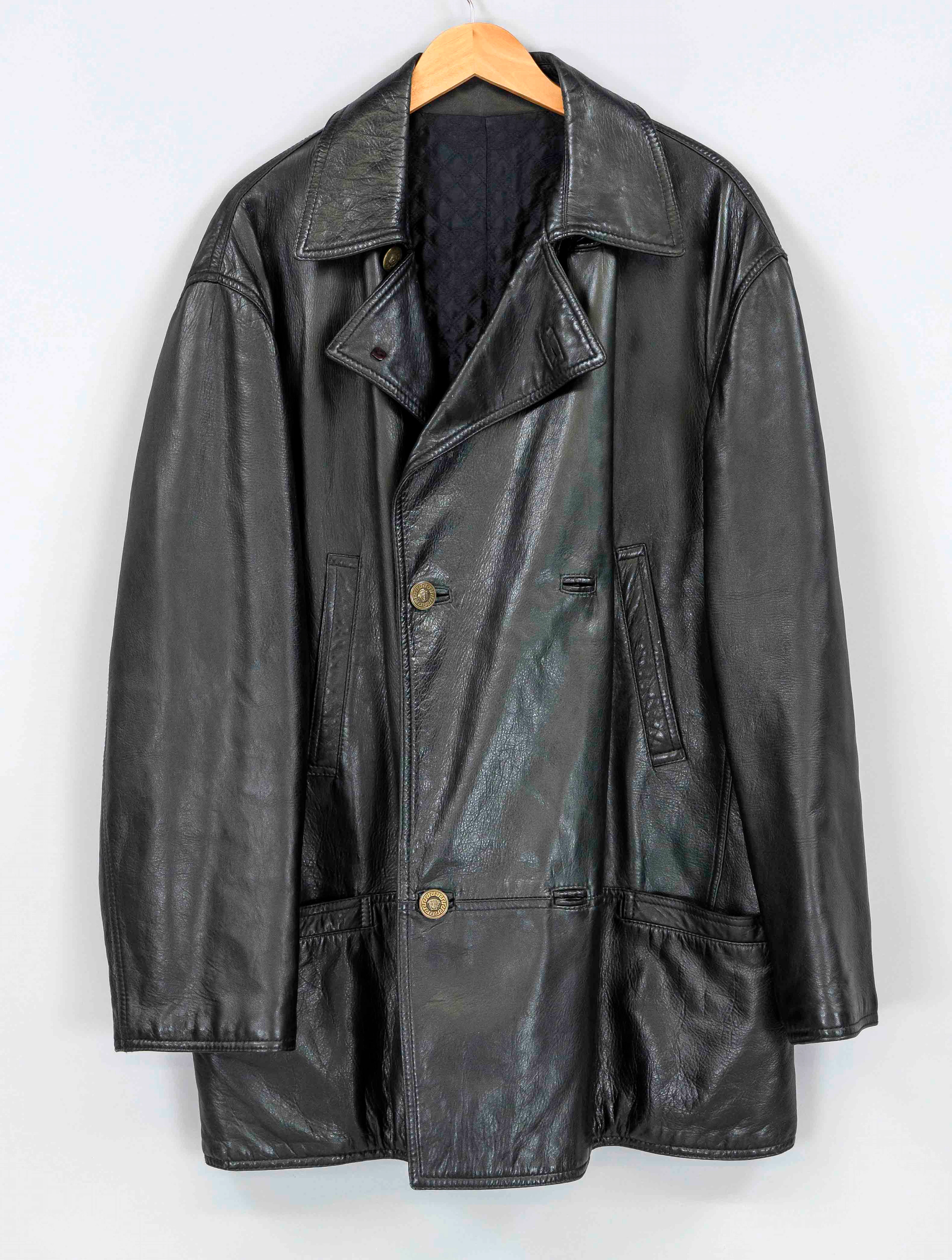Versace, schwarze Herren-Lederjac