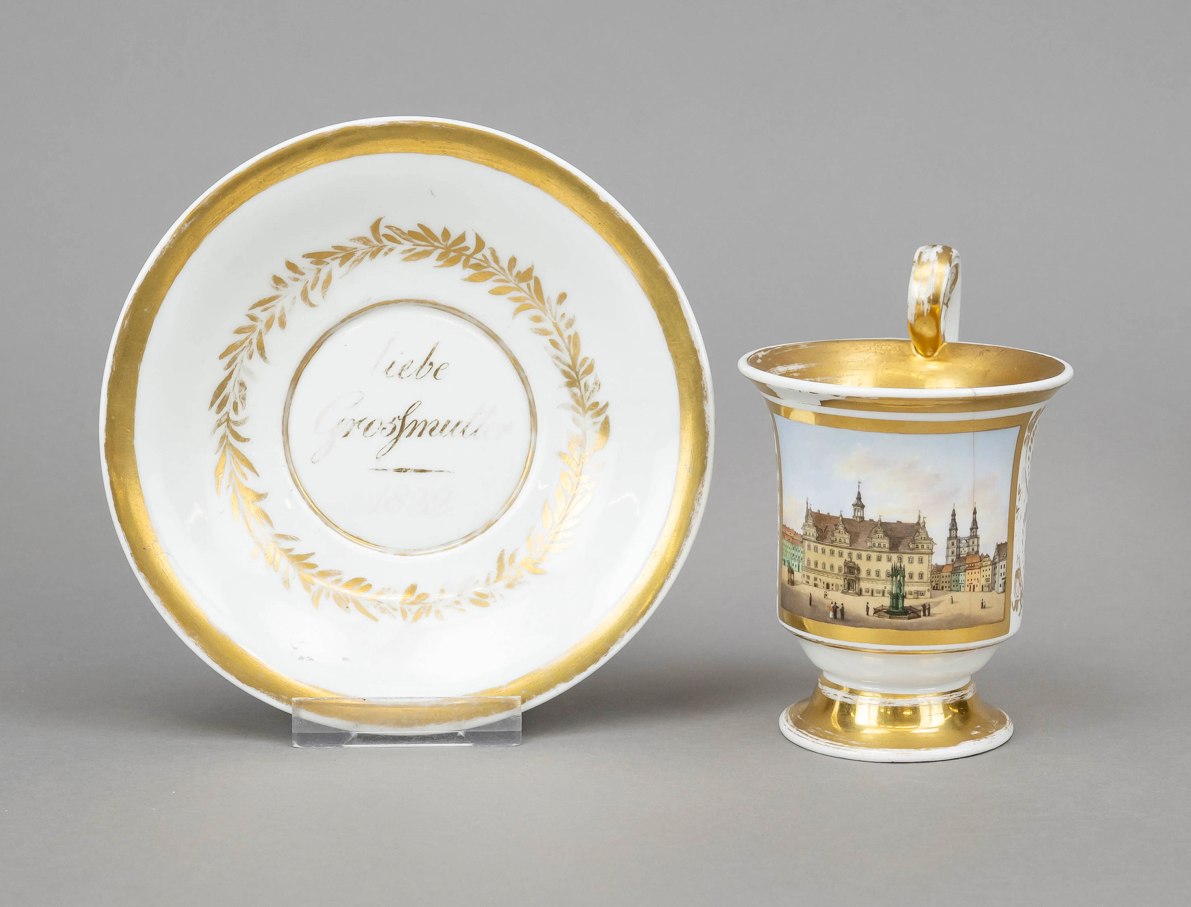 Biedermeier-Ansichtentasse mit Unt