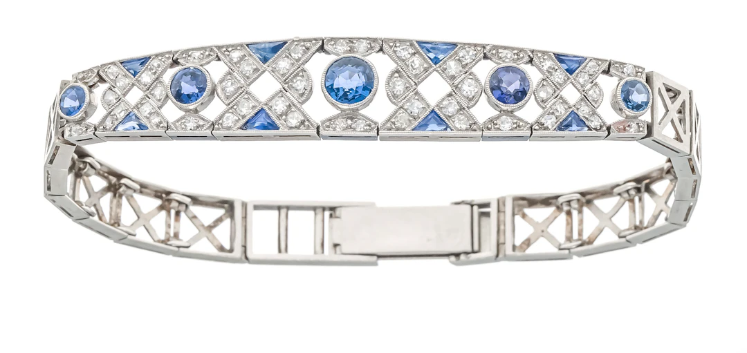 Saphir-Diamant-Armband um 1910 WG