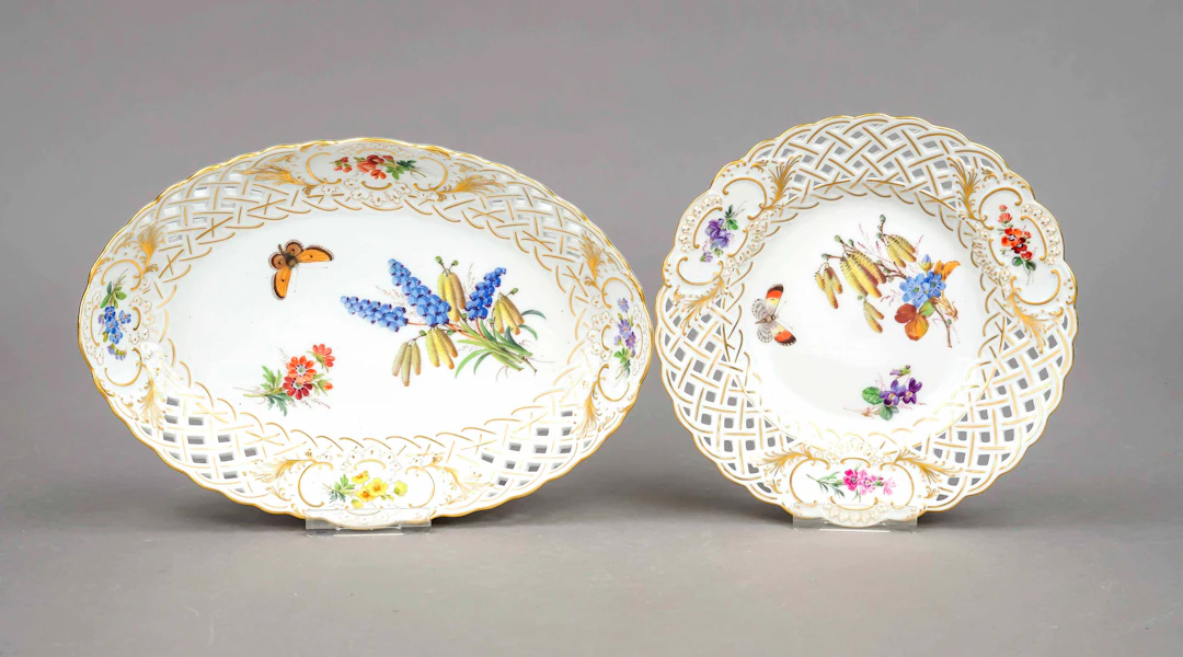 Ovale Schale u. Teller, Meissen