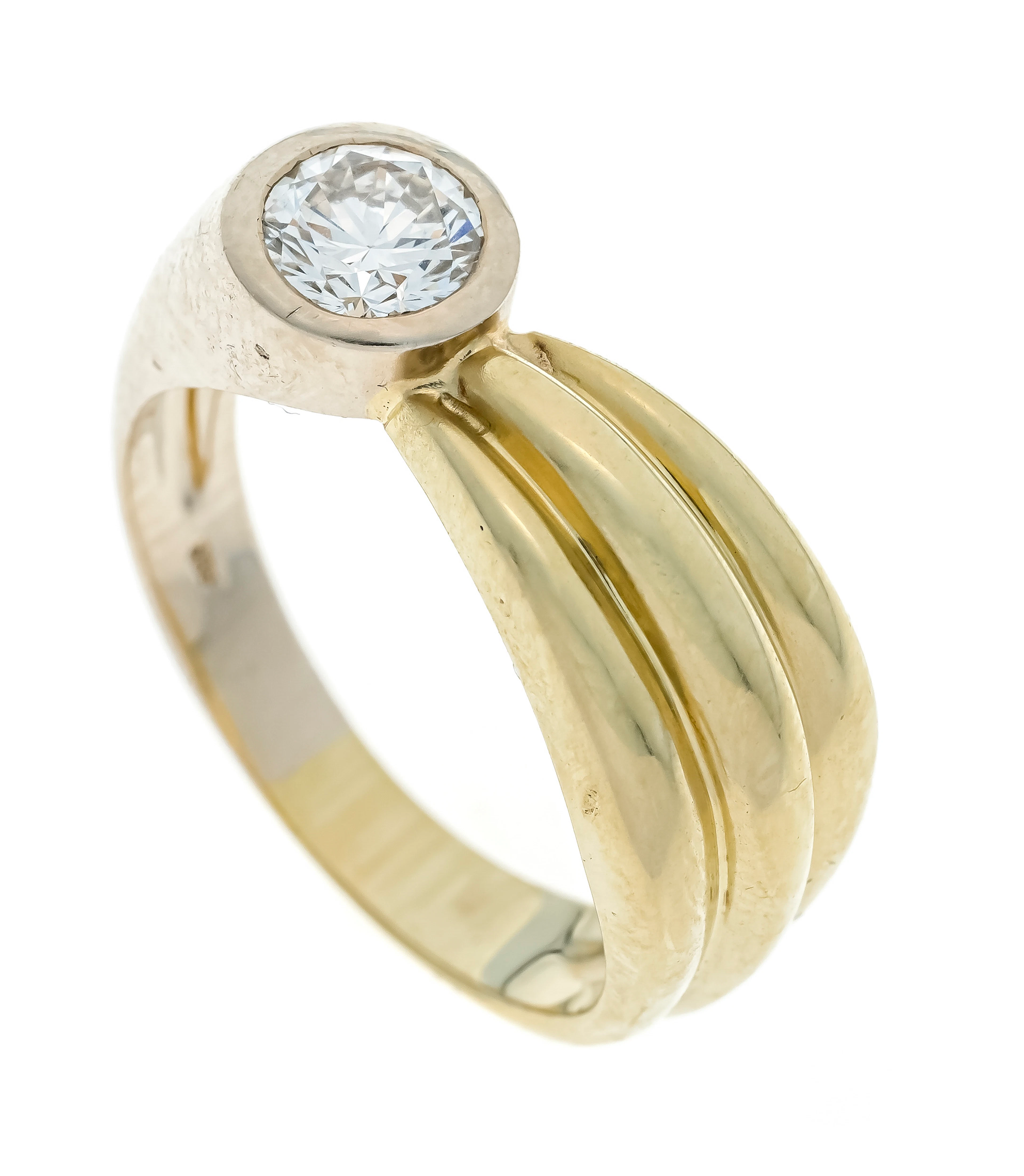 Bicolor Solitär-Brillant-Ring GG/