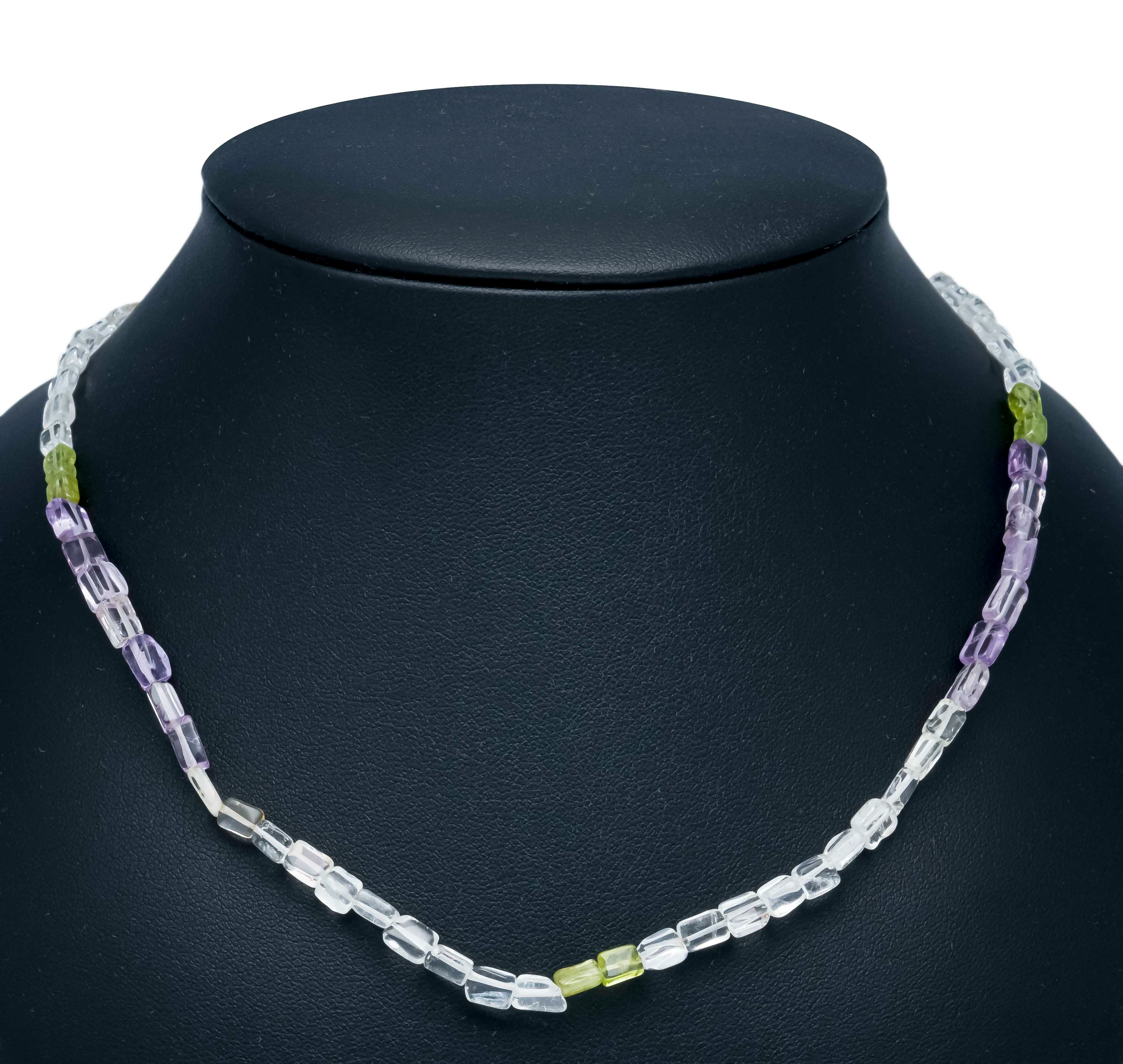 Farbstein-Collier mit Karabiner G