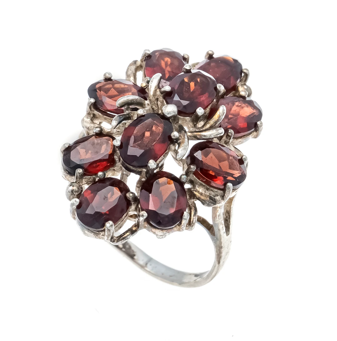 Granat-Ring Silber 925/000 mit 10