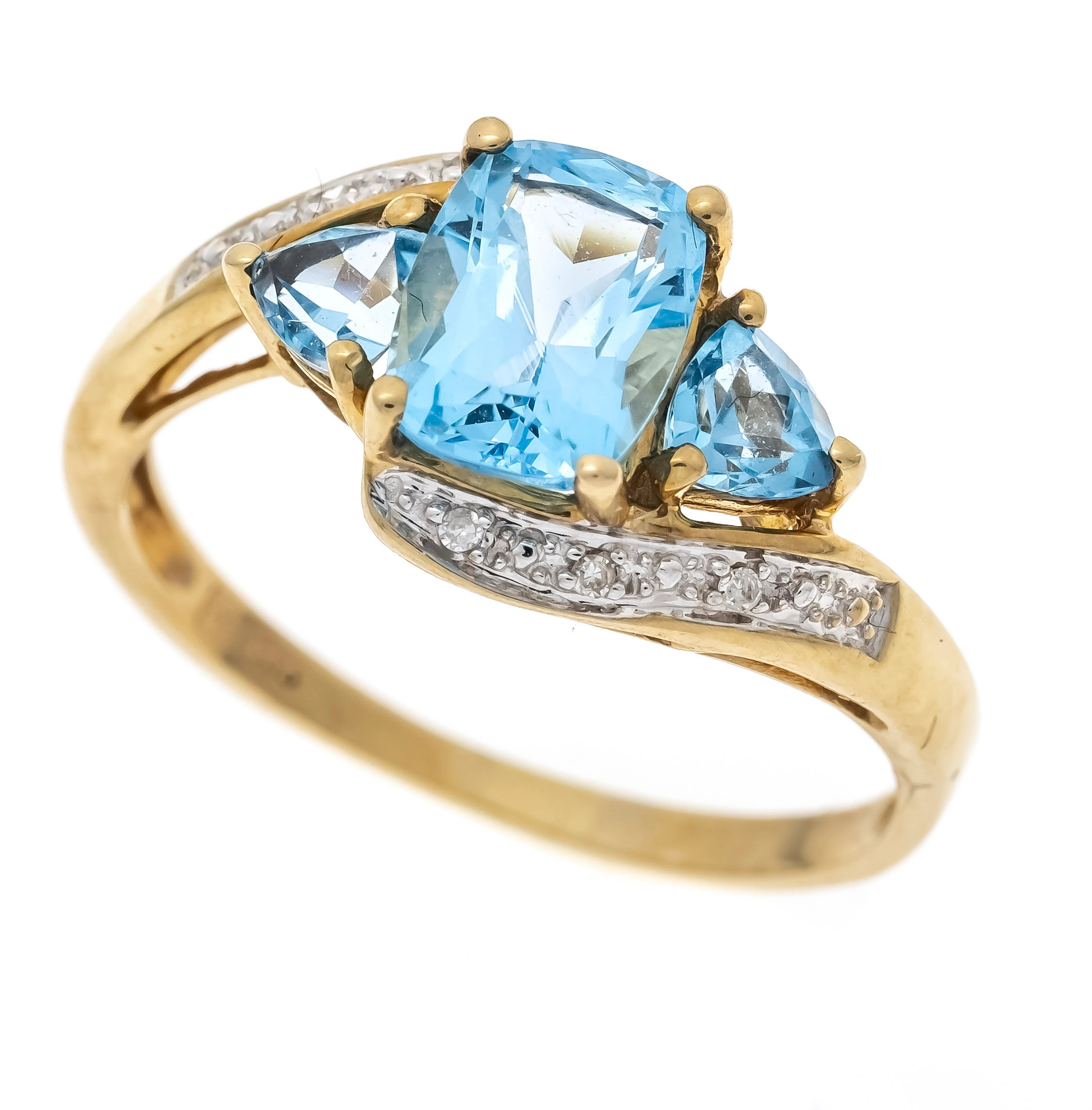 Blautopas-Diamant-Ring GG/WG 333/0