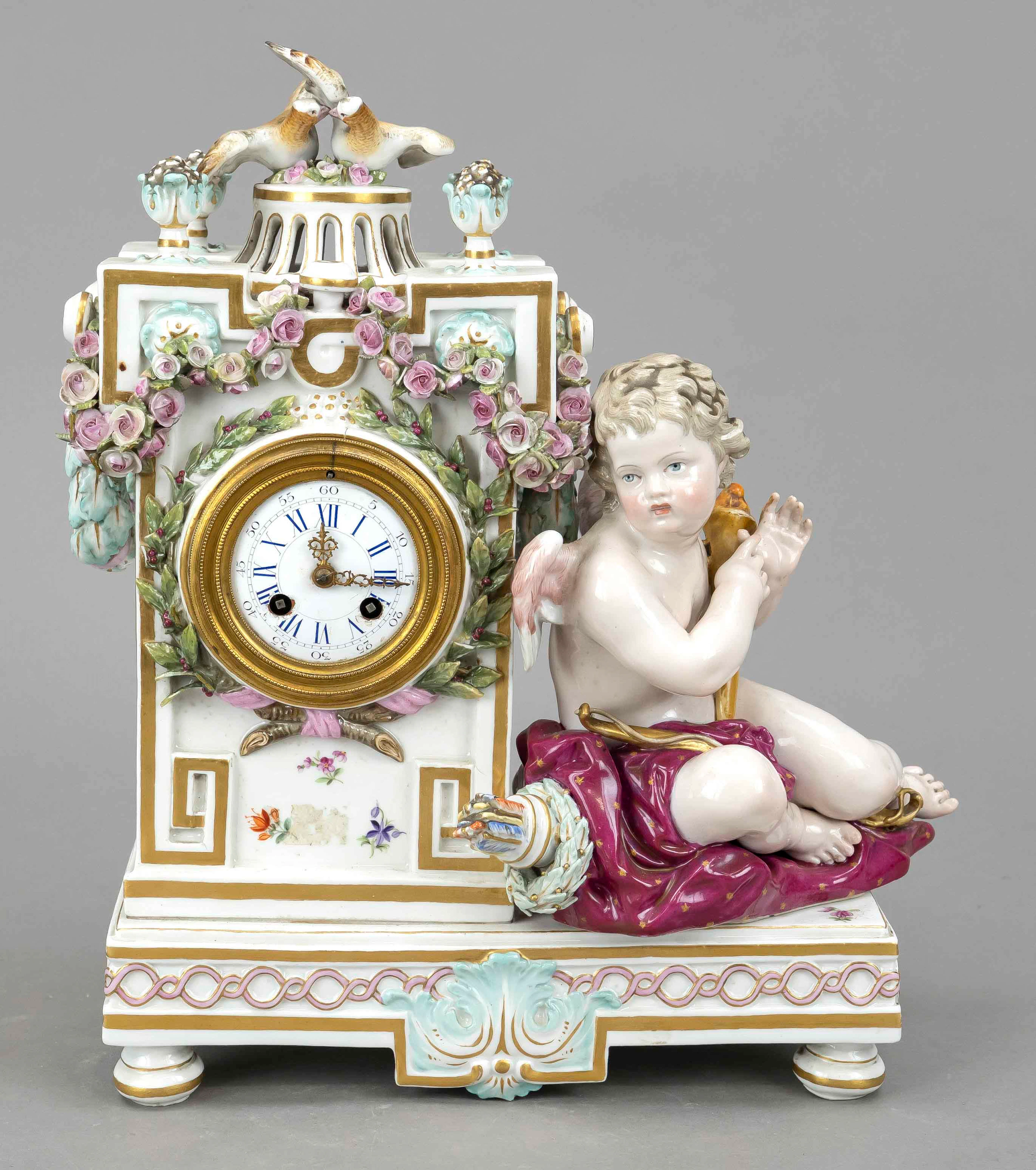 Figürliche Pendule, Meissen, Knau