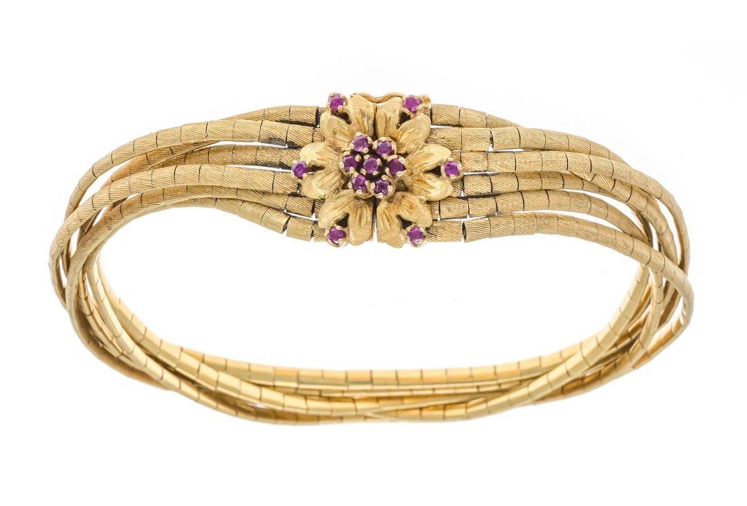 6-reihiges Vintage Rubin-Armband