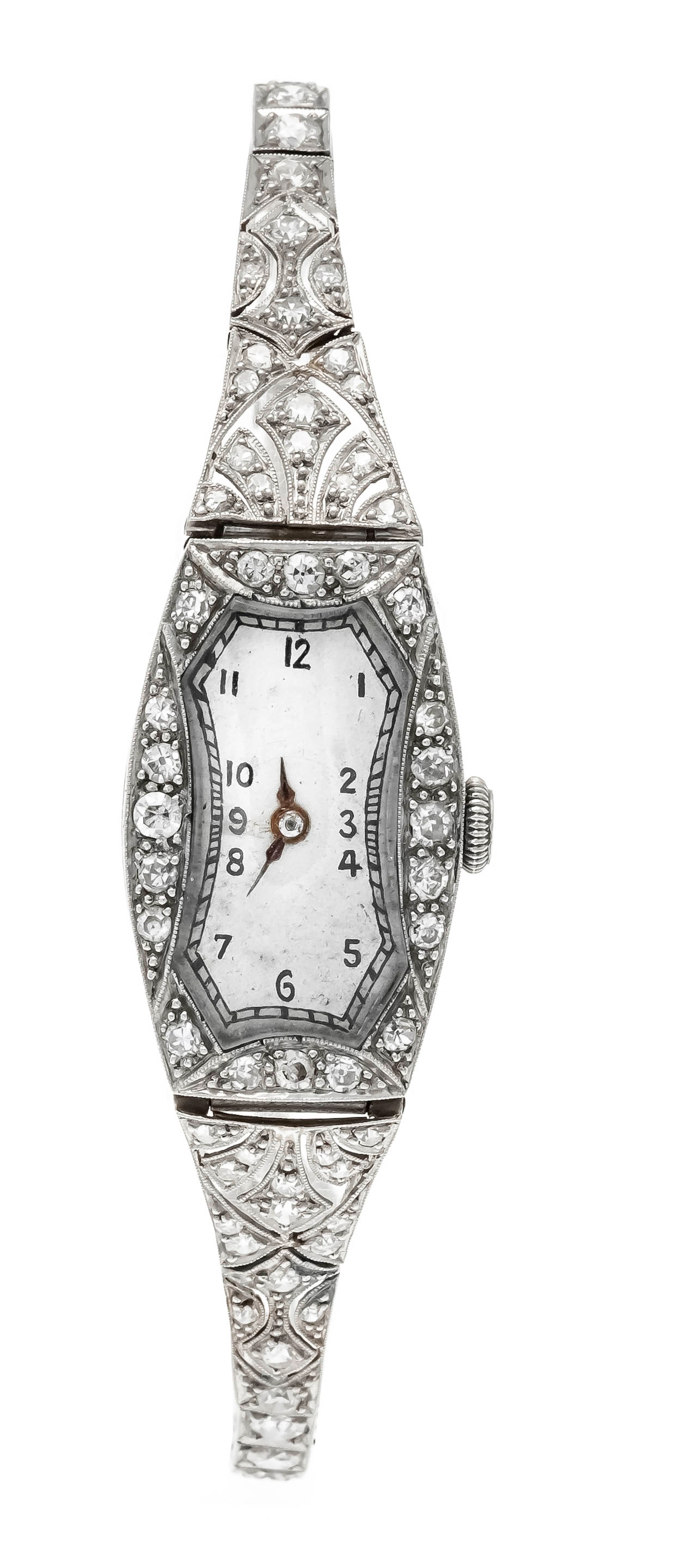 Art Déco Uhr um 1920, Platin Damenuh