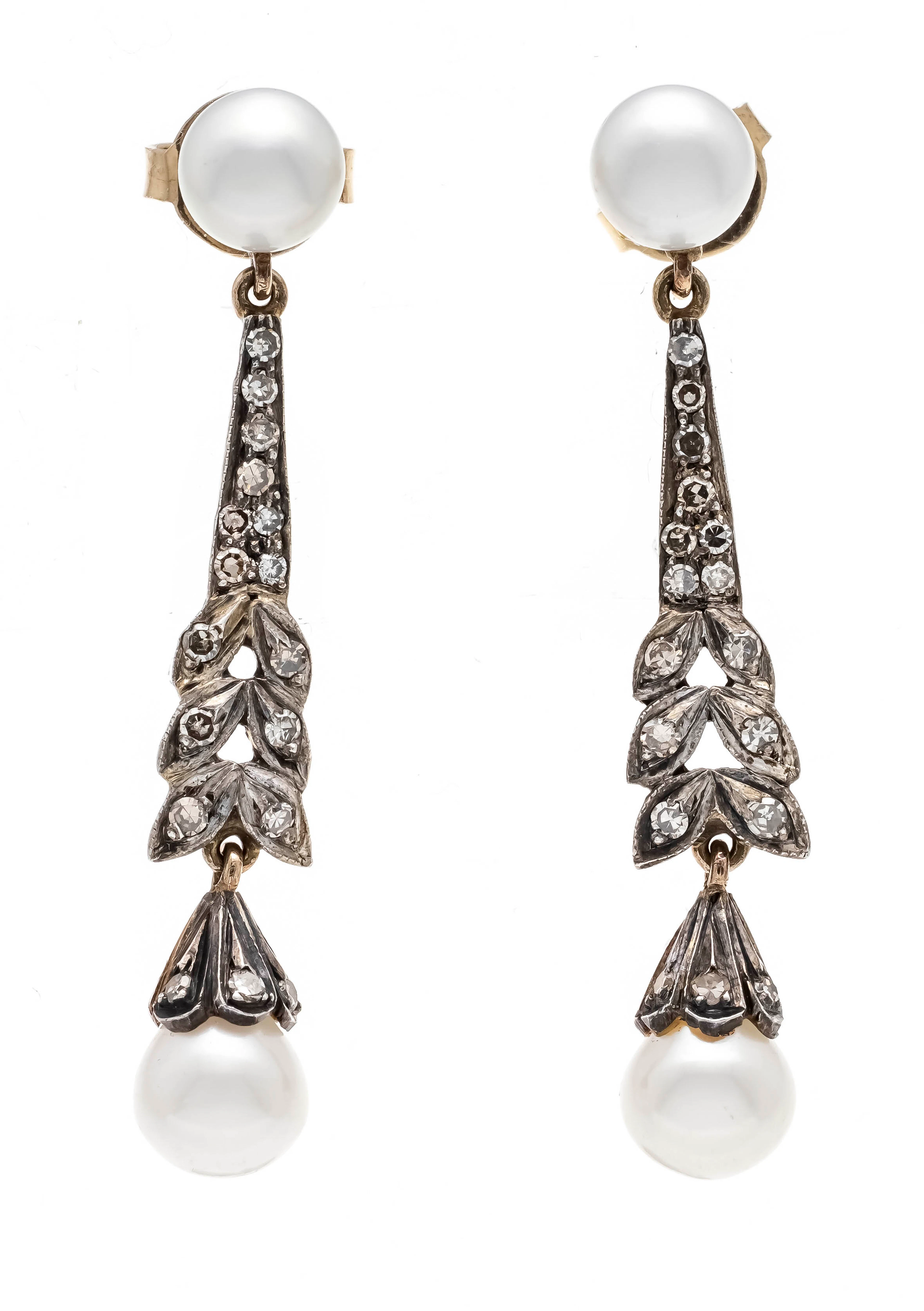 Perlen-Diamant-Ohrringe Gold und