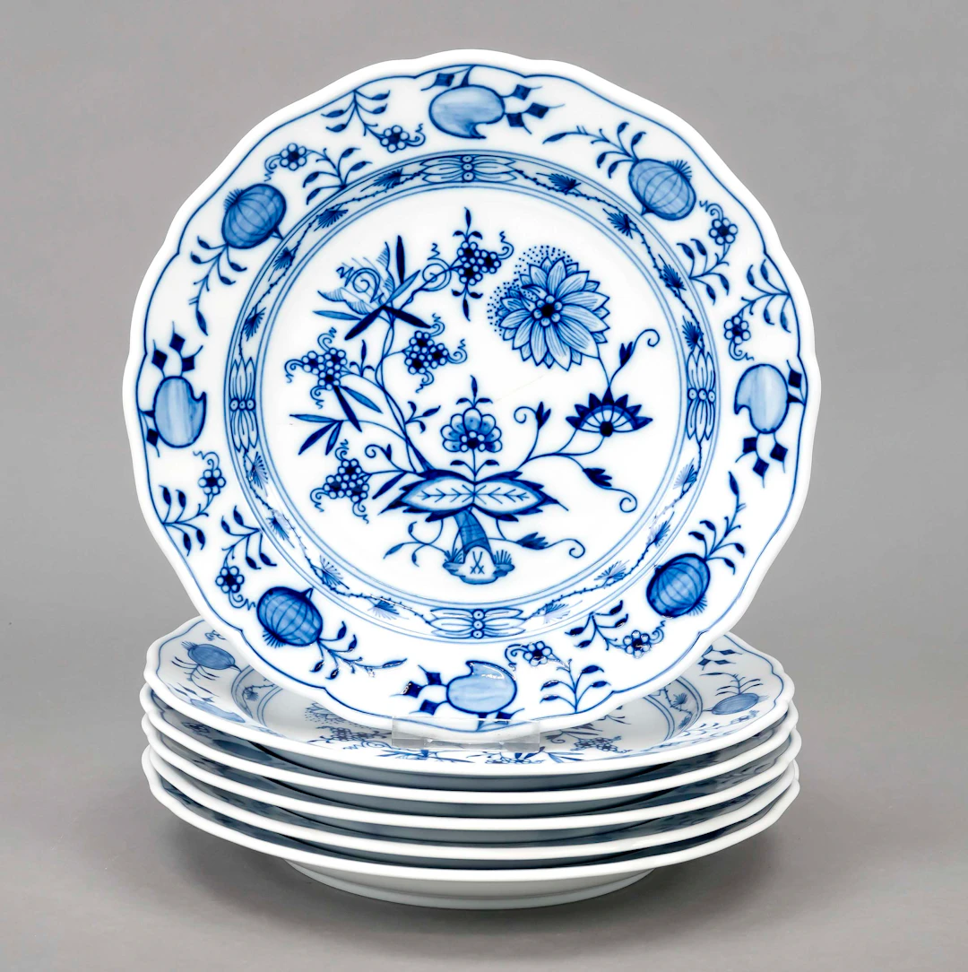 Sechs Speiseteller, Meissen, Mark