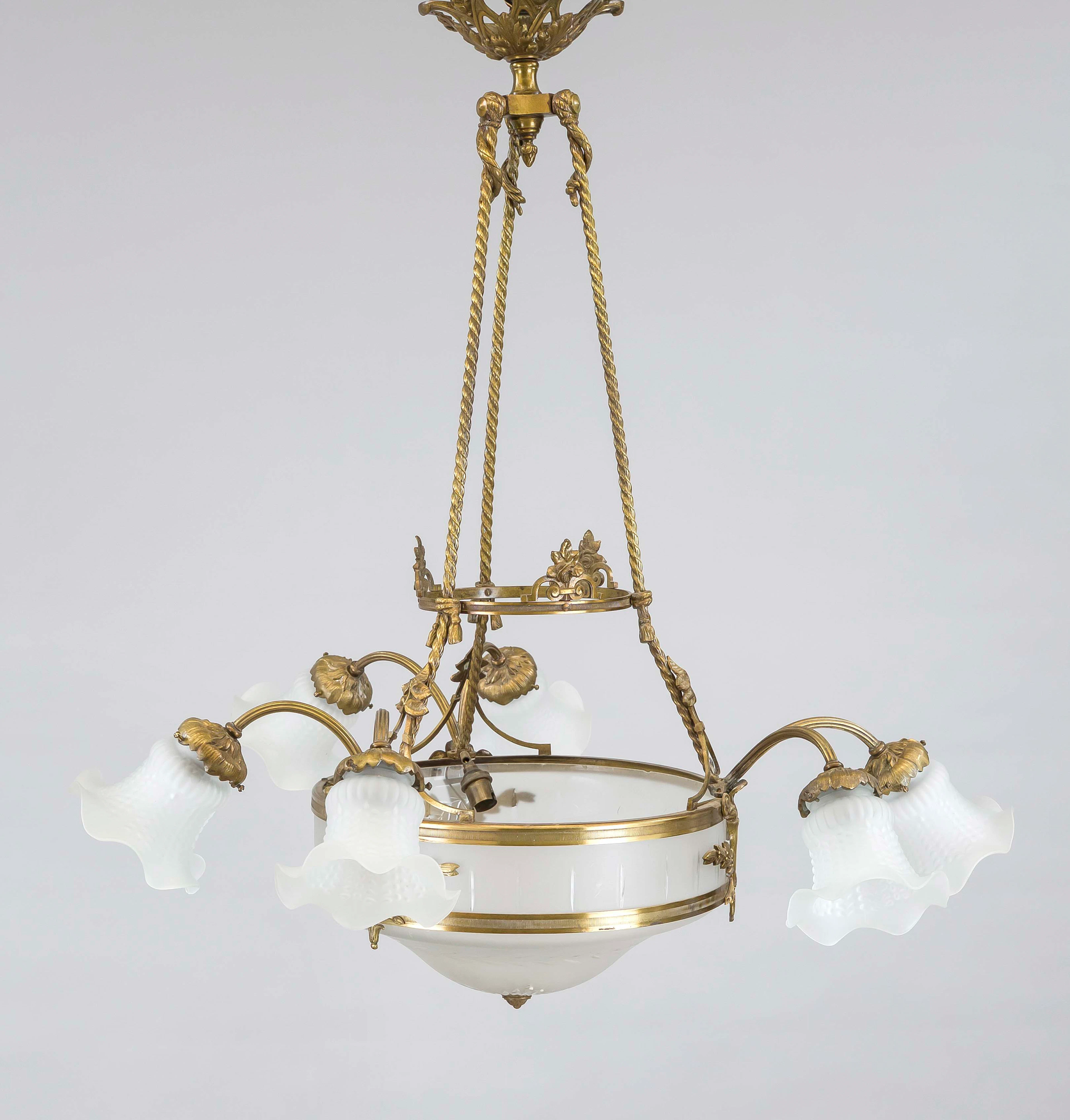 Deckenlampe, 19./20. Jh., Messing