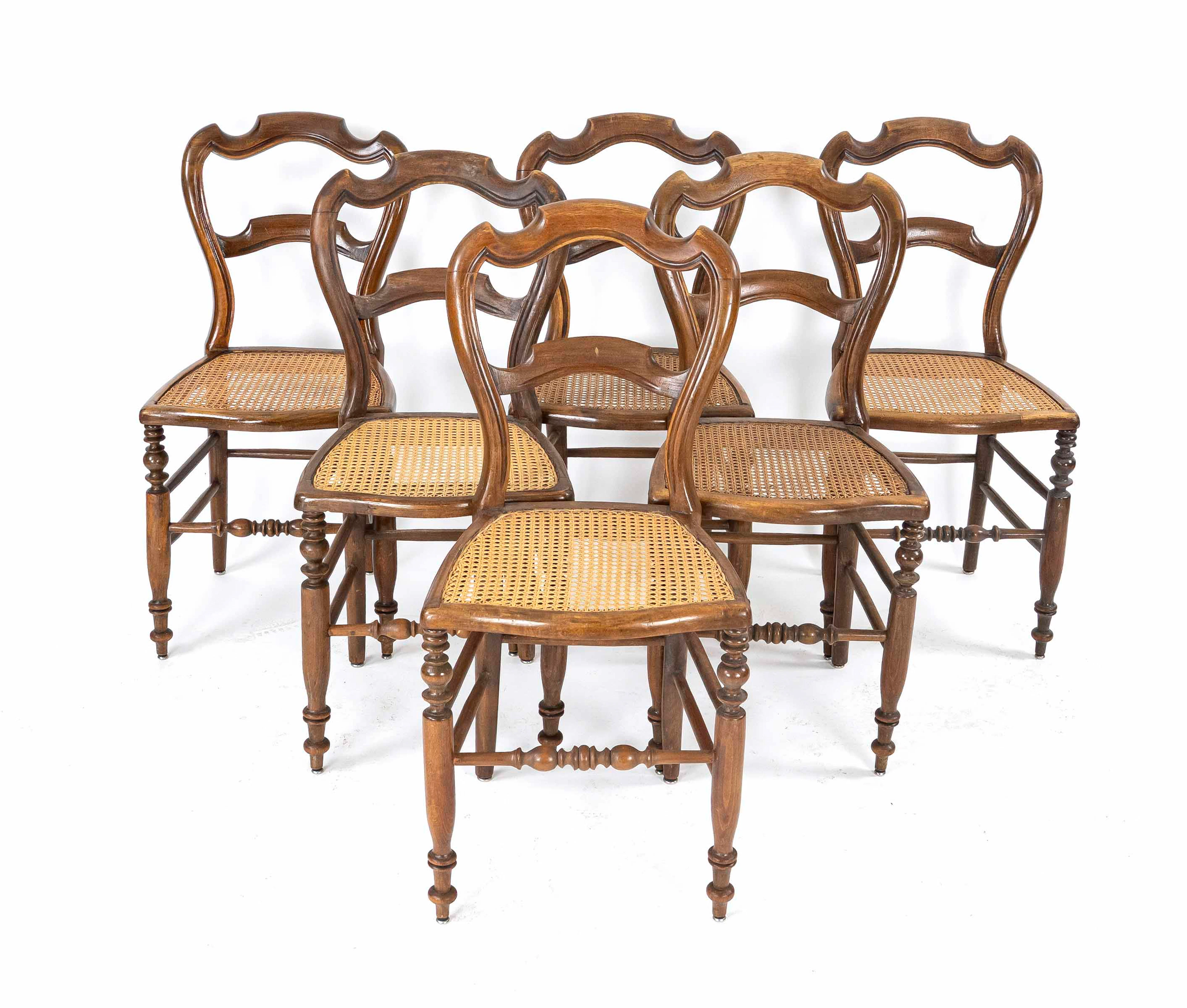 Satz von 6 Spät-Biedermeier Stühle