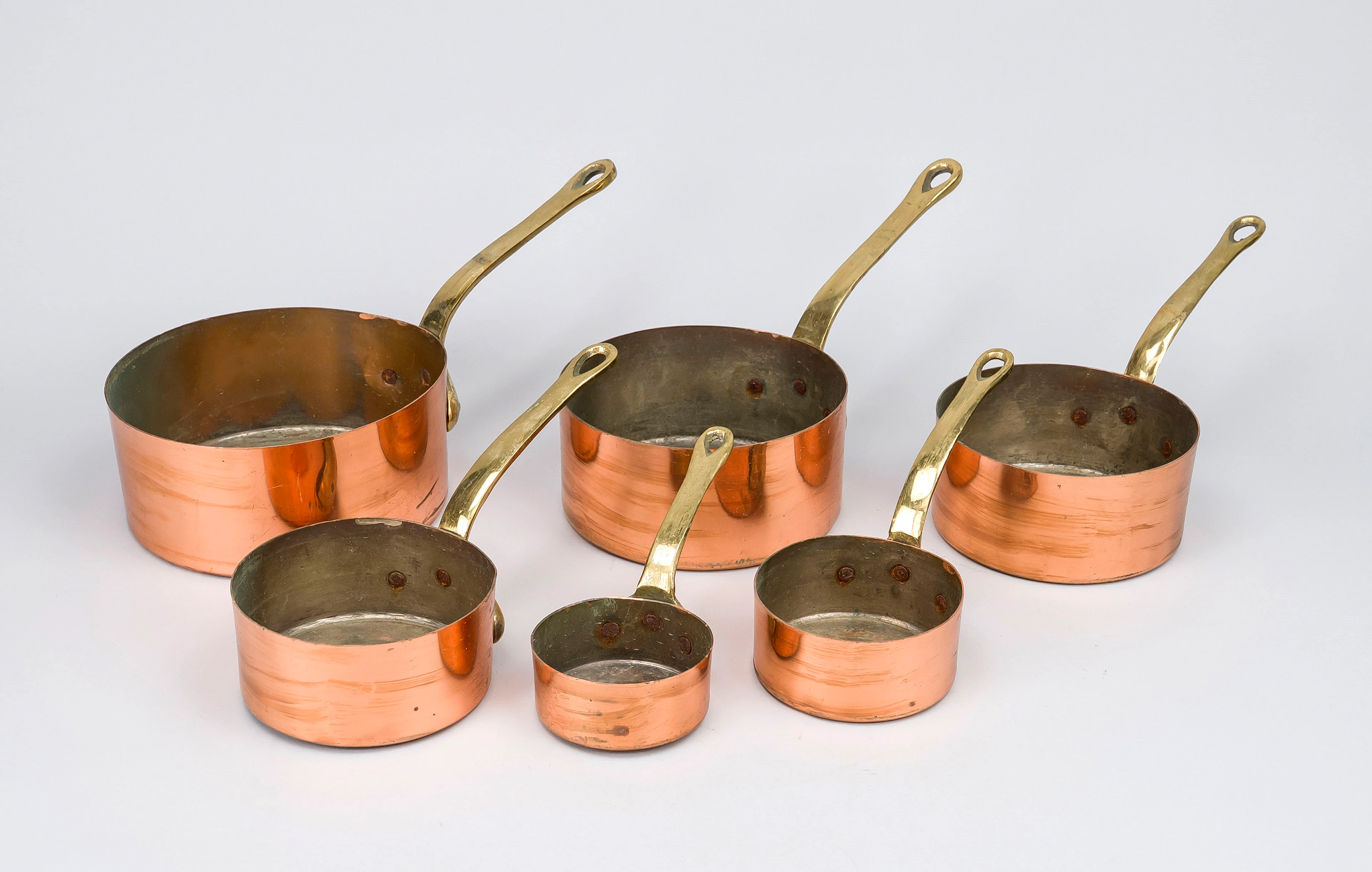 Set von 6 Kupfertöpfen, 19./20. J