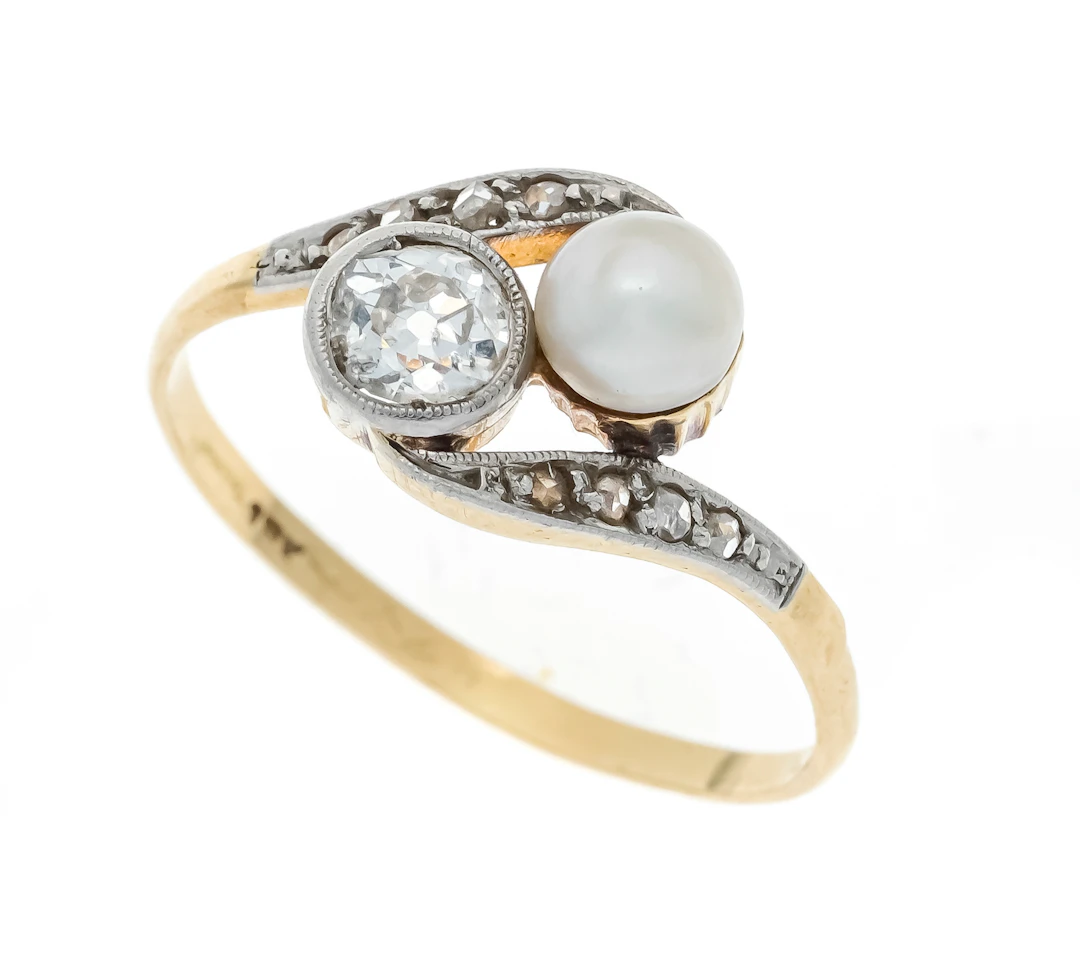 Perlen-Altschliff-Diamant-Ring GG