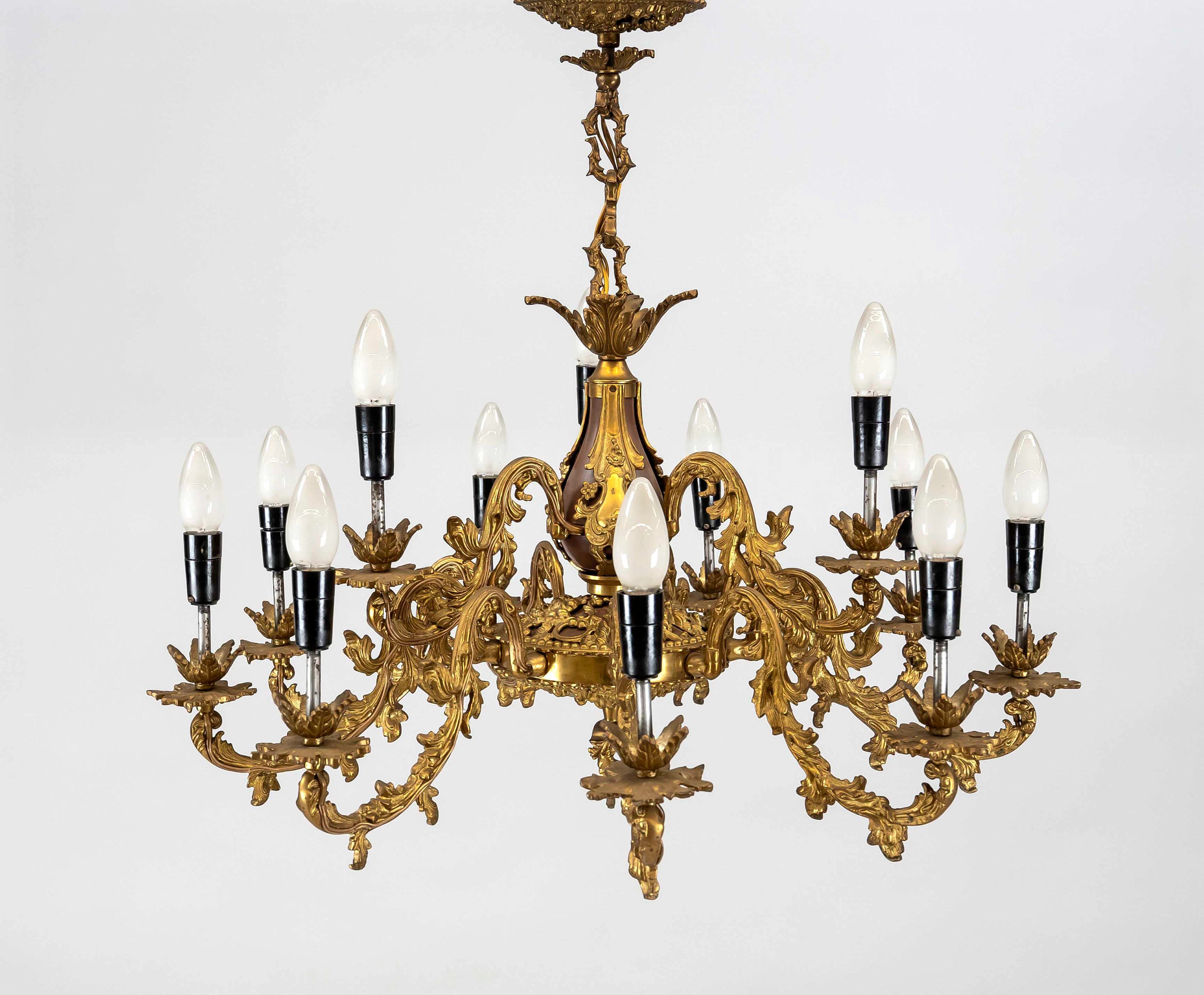 Kronleuchter, Ende 19. Jh., Bronz