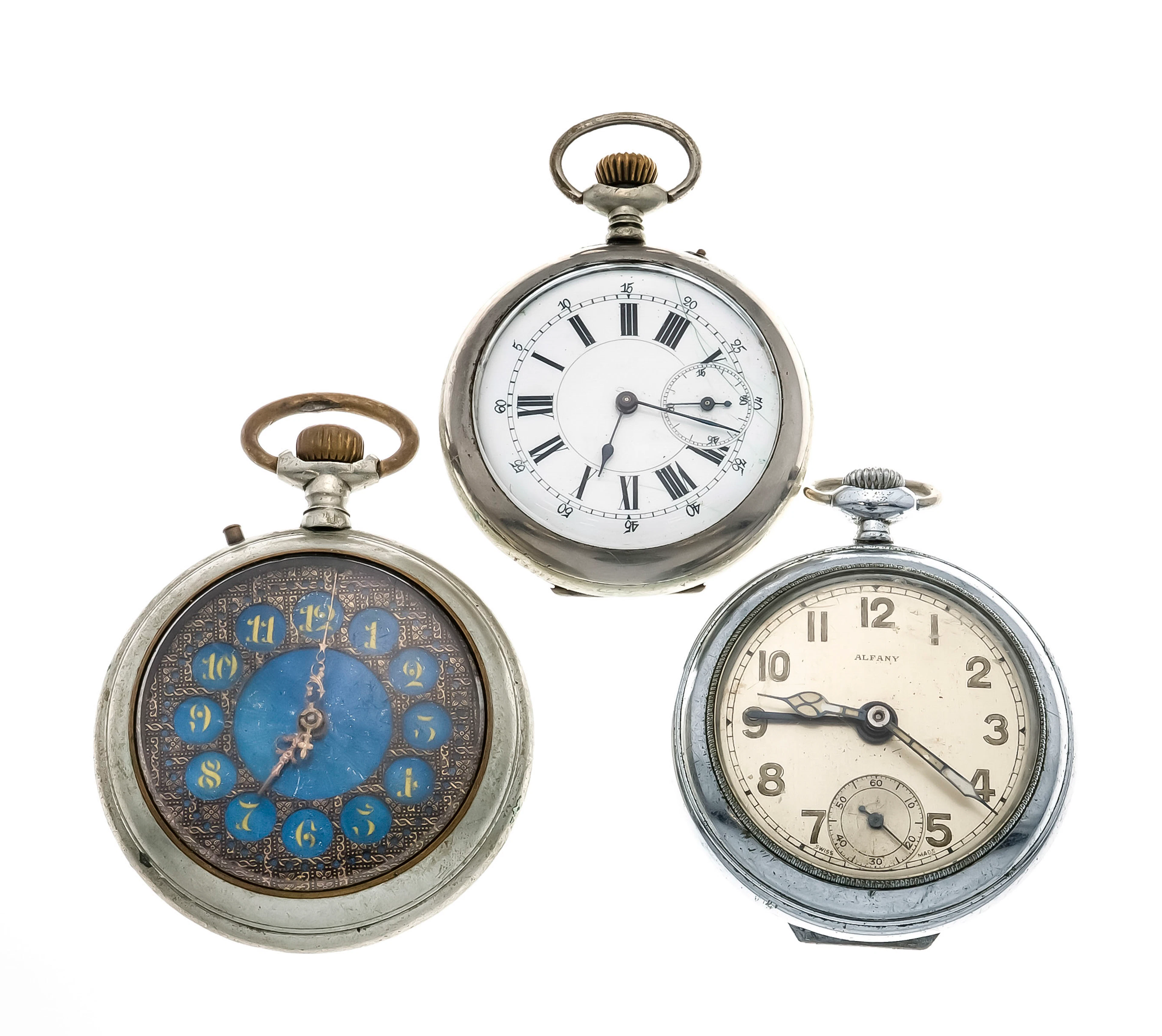 3 Herrentaschenuhren, um 1910, 1x