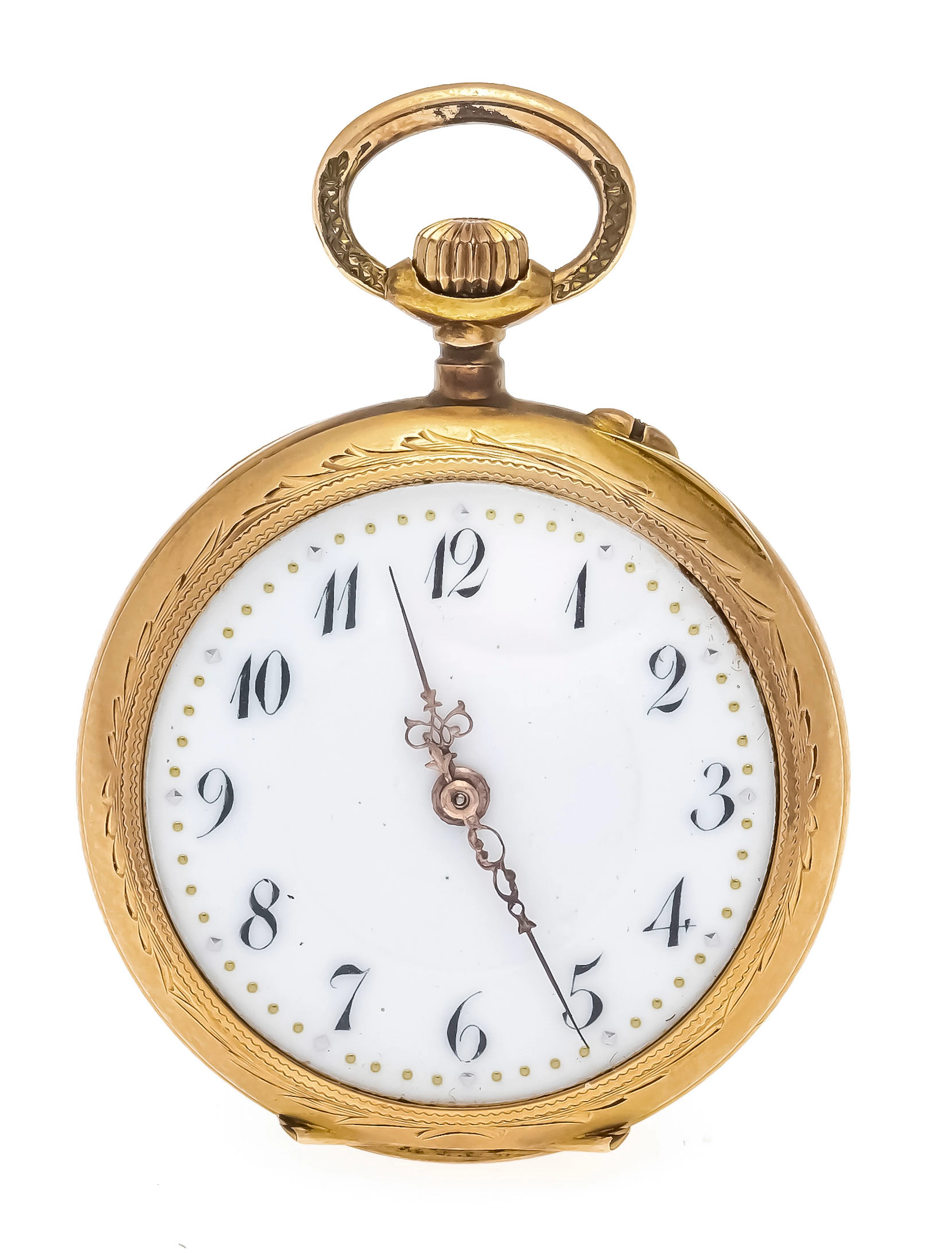 Offene Damentaschenuhr 585/000 GG, 1