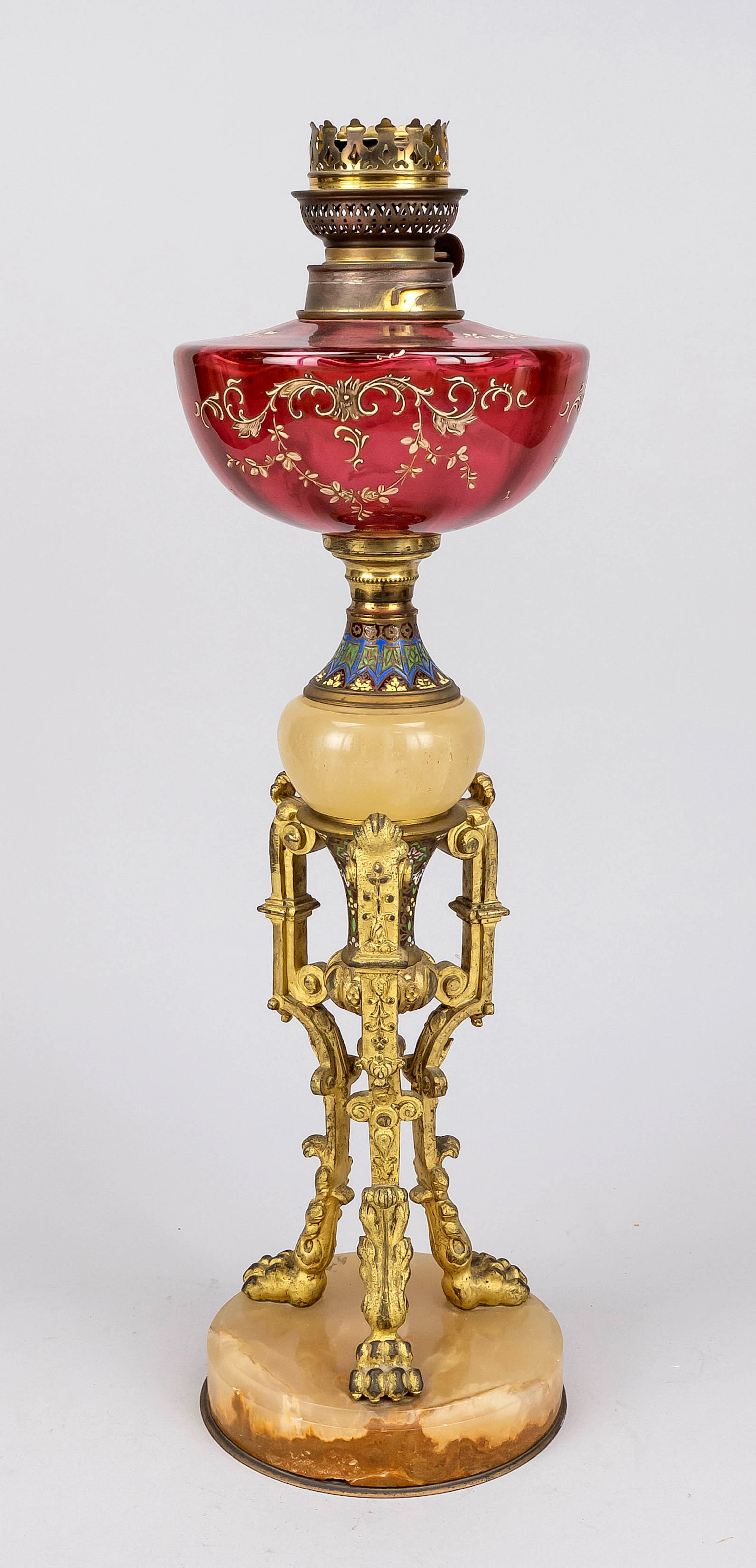 Petroleumlampe, 19. Jh., Bronze v