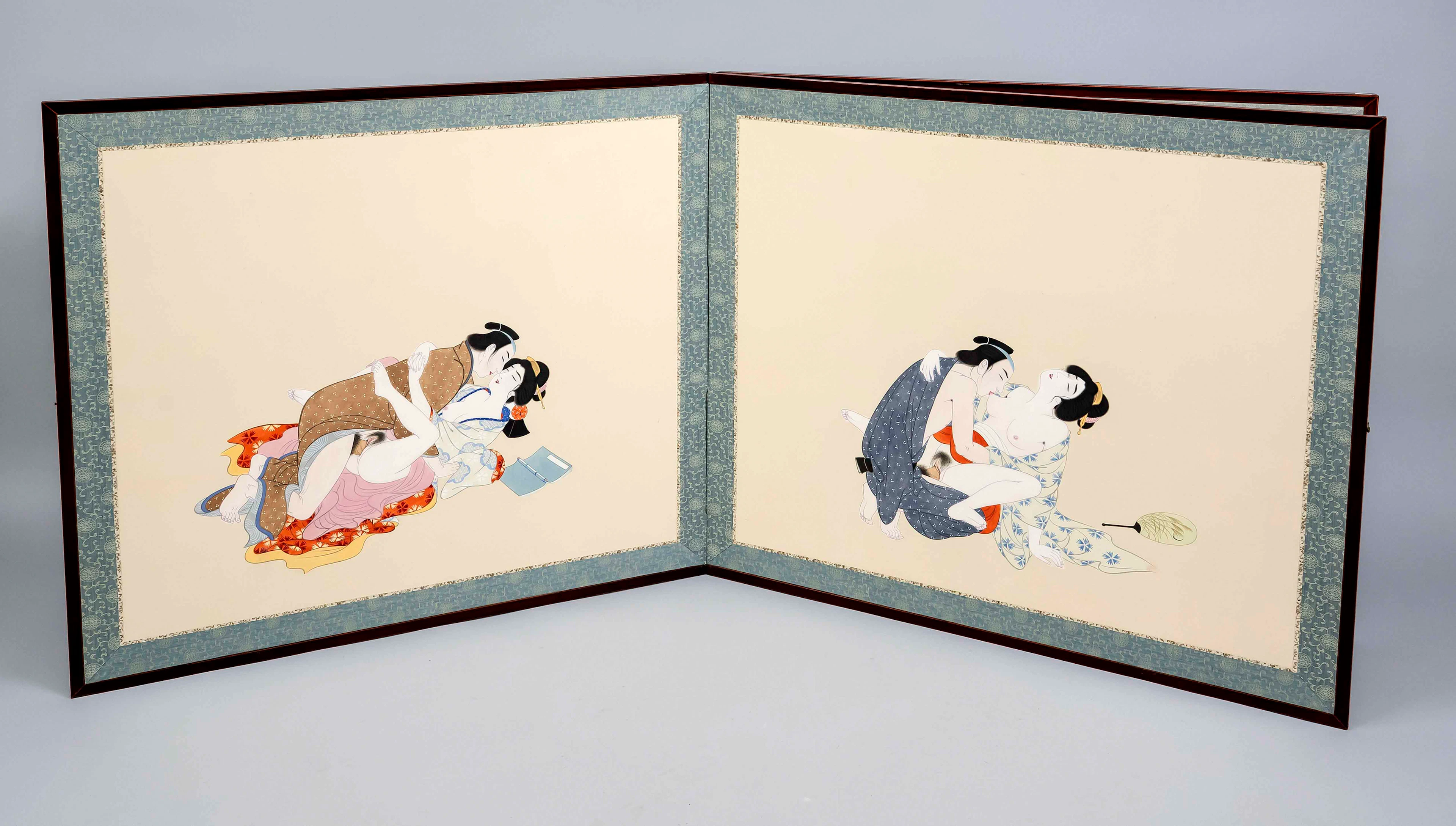 Shunga Stellschirm, Japan, Mitte