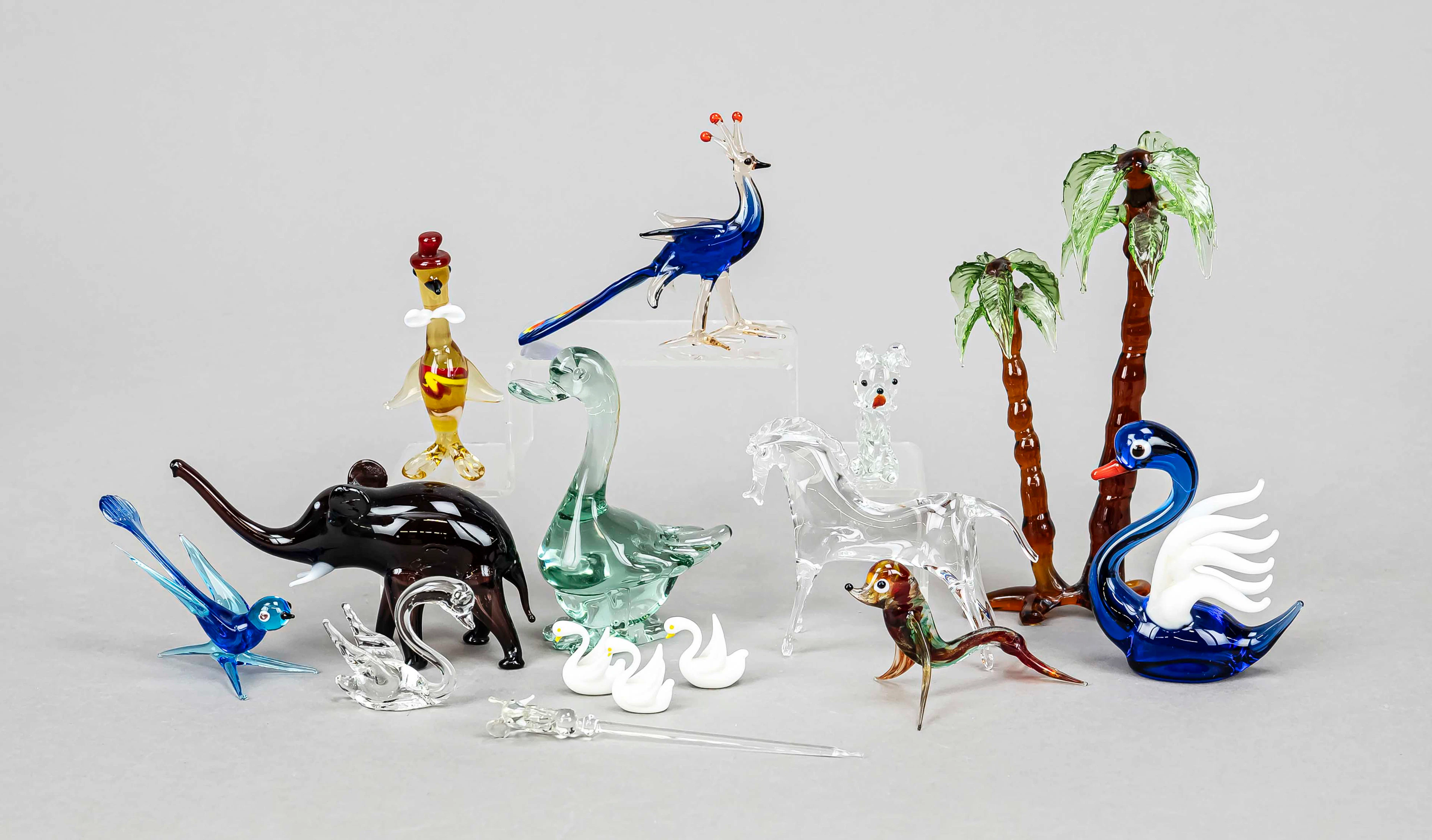 Konvolut von 15 Glasfiguren, 20. J