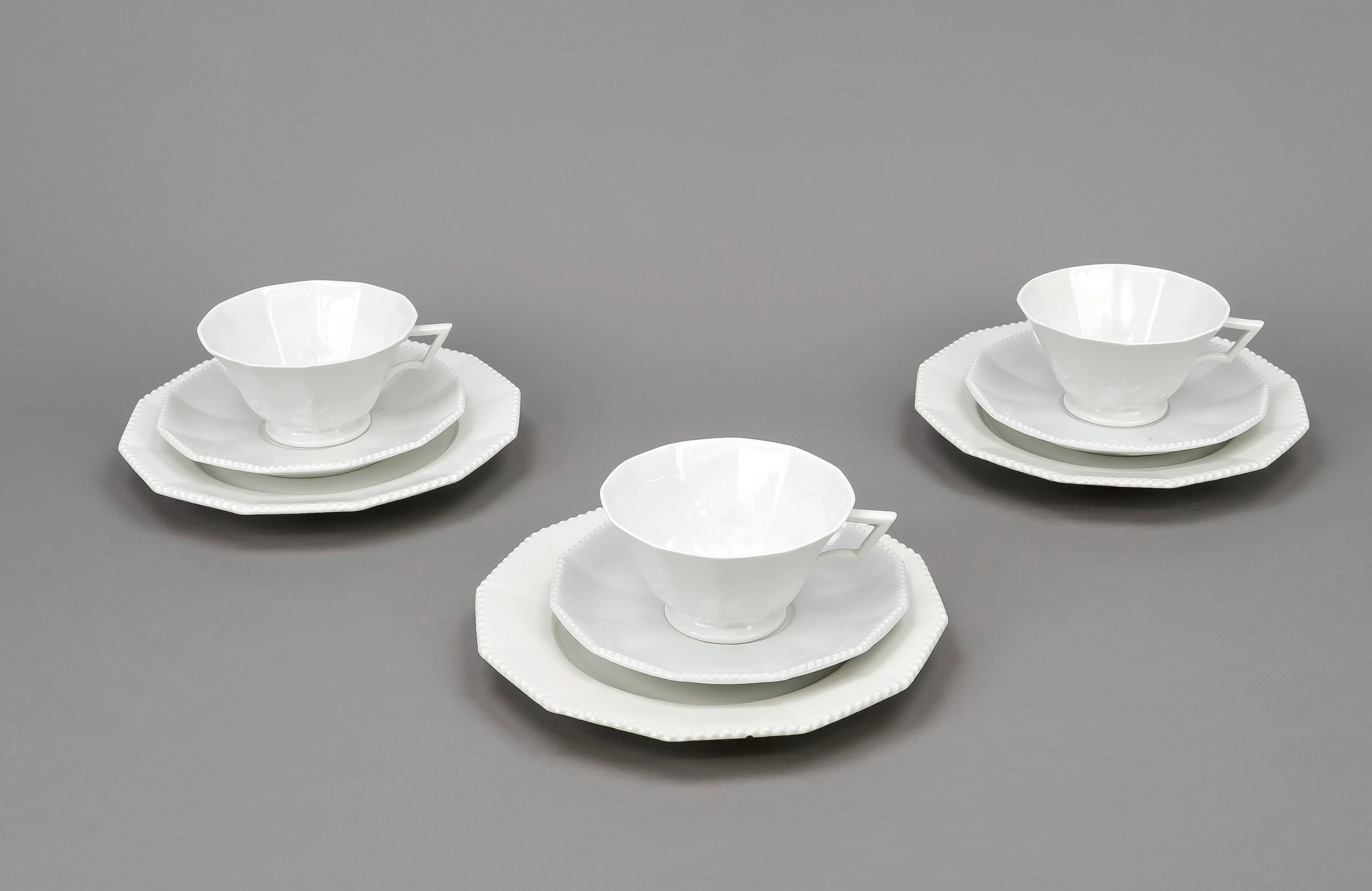 3 Teegedecke, Nymphenburg, 20. Jh
