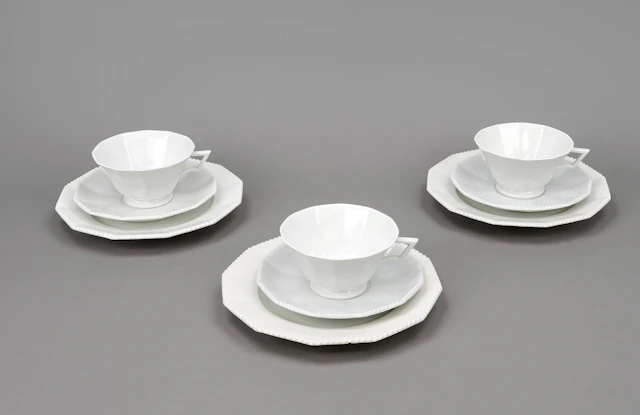 3 Teegedecke, Nymphenburg, 20. Jh