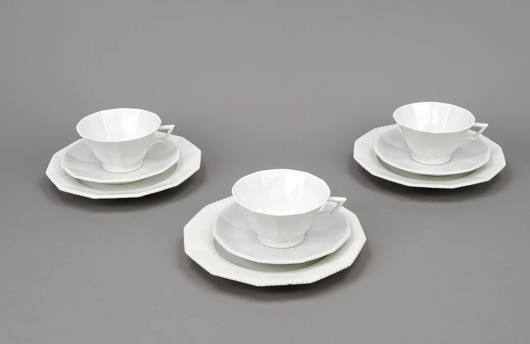 3 Teegedecke, Nymphenburg, 20. Jh
