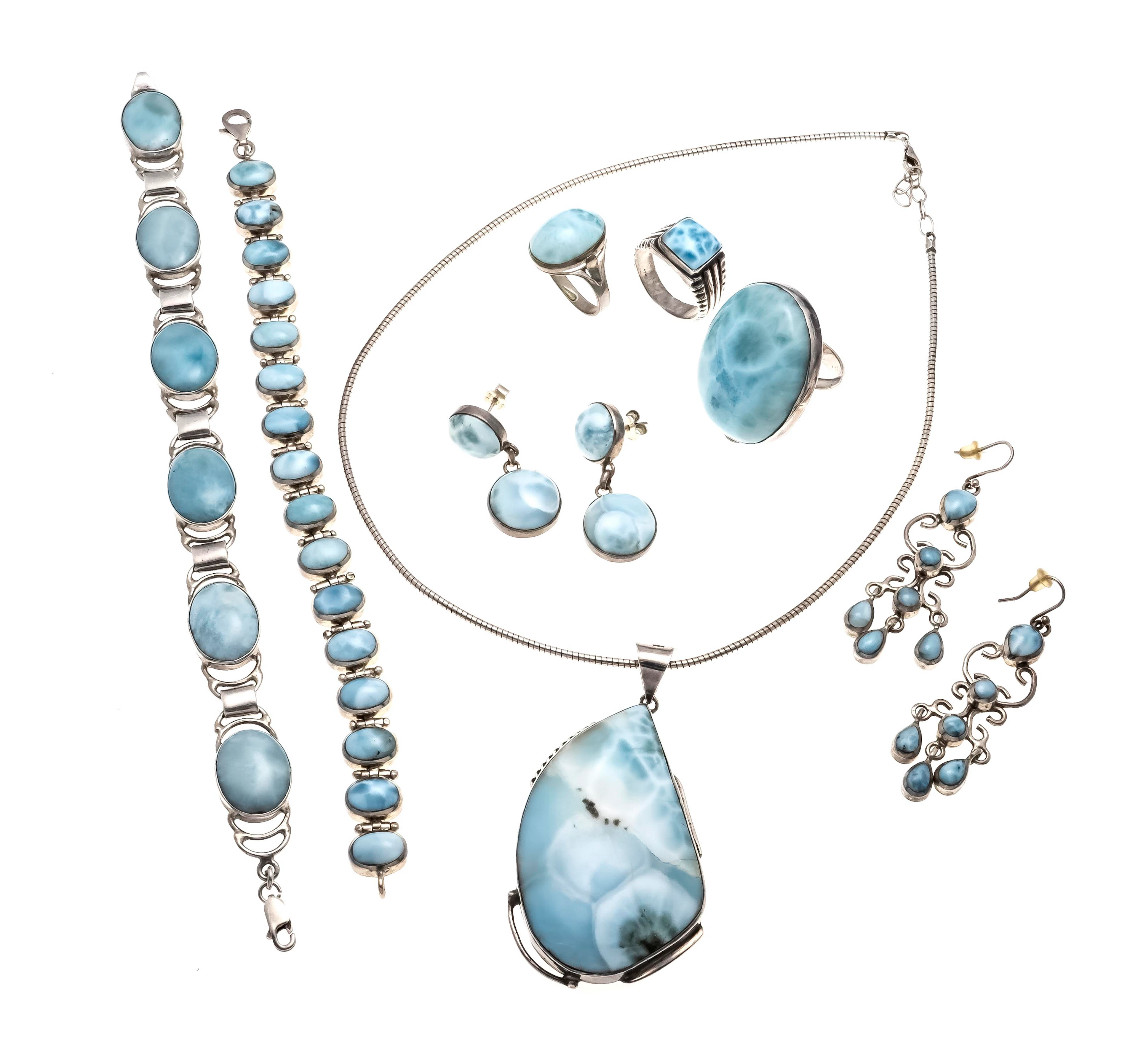 8-teiliges Larimar-Konvolut Silbe