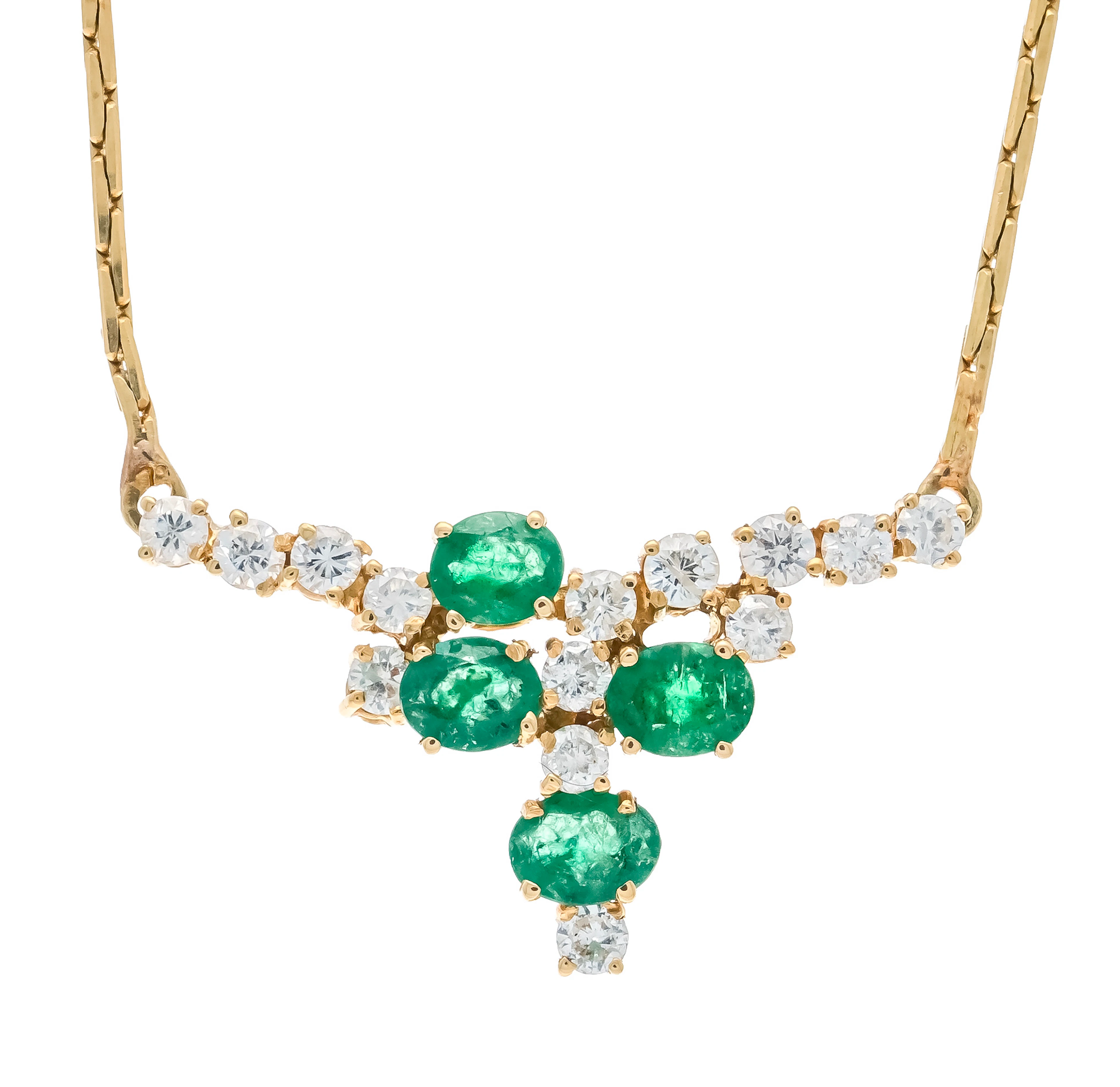 Smaragd-Brillant-Collier GG 750/0