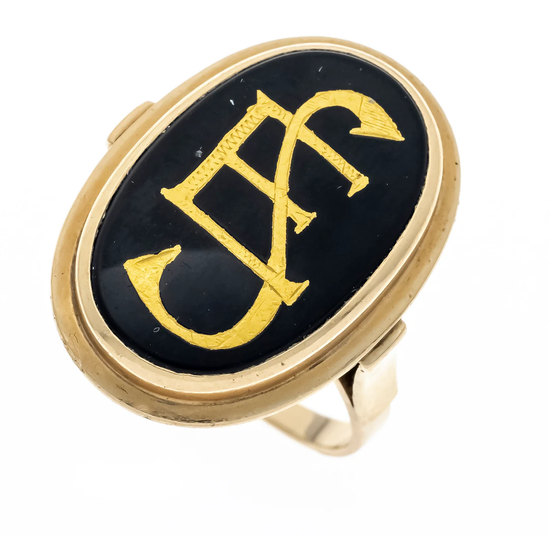 Monogramm-Ring GG 585/000 mit ein