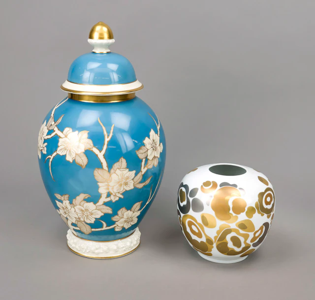 Deckelvase und Kugelvase, Rosenth