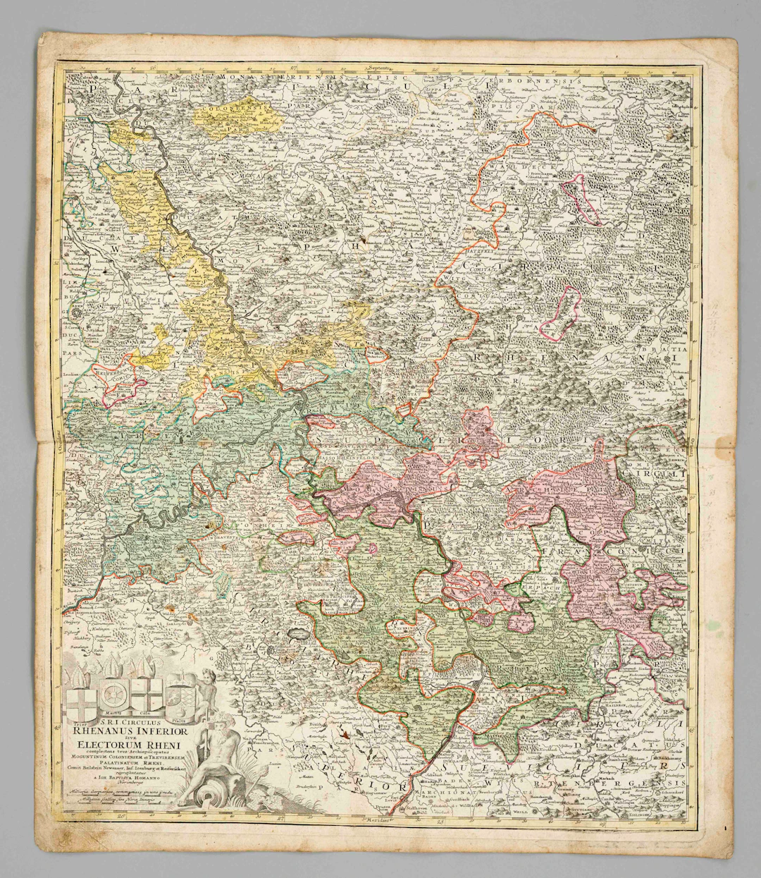 Historische Karte des Rheinlaufs