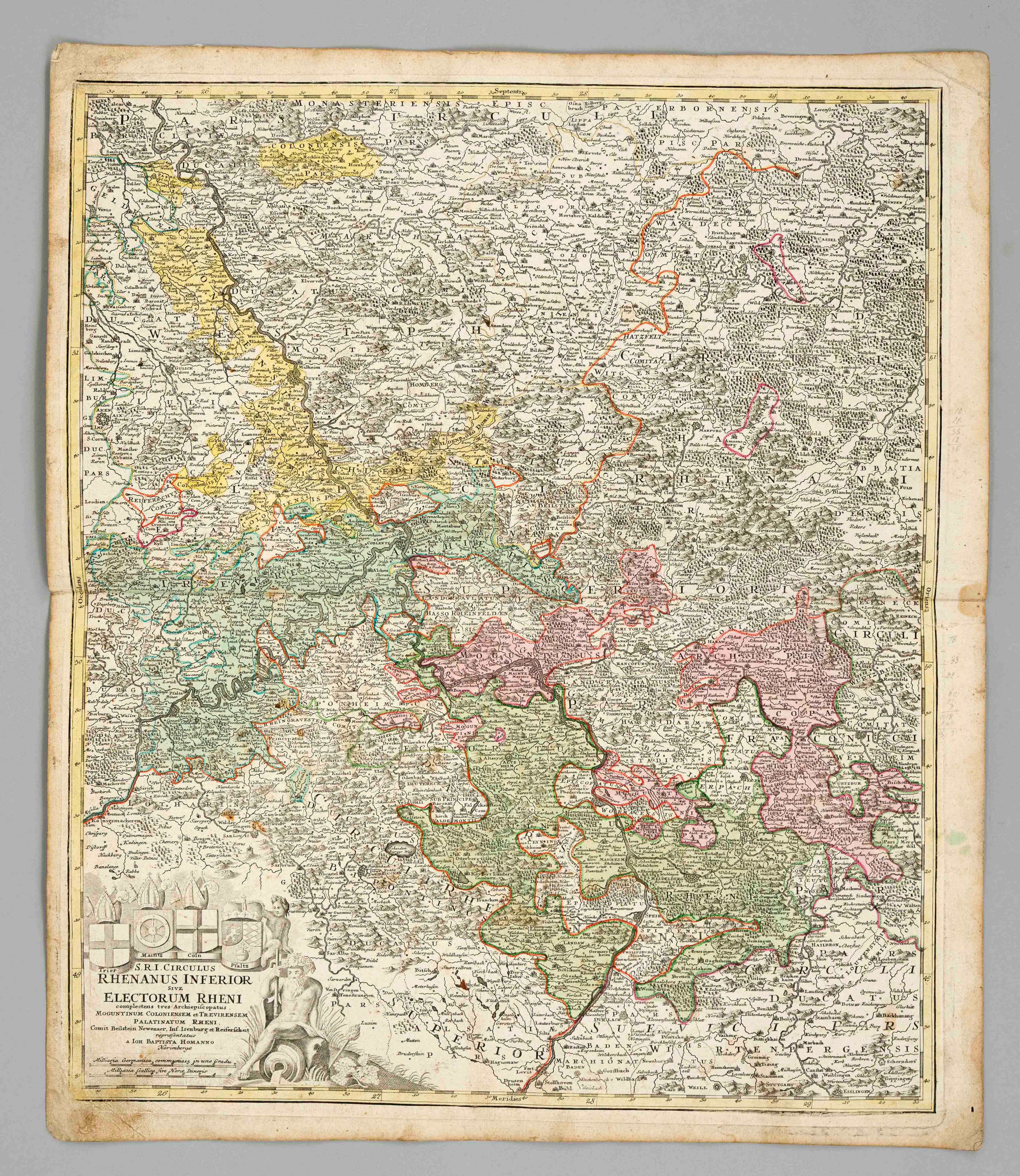 Historische Karte des Rheinlaufs