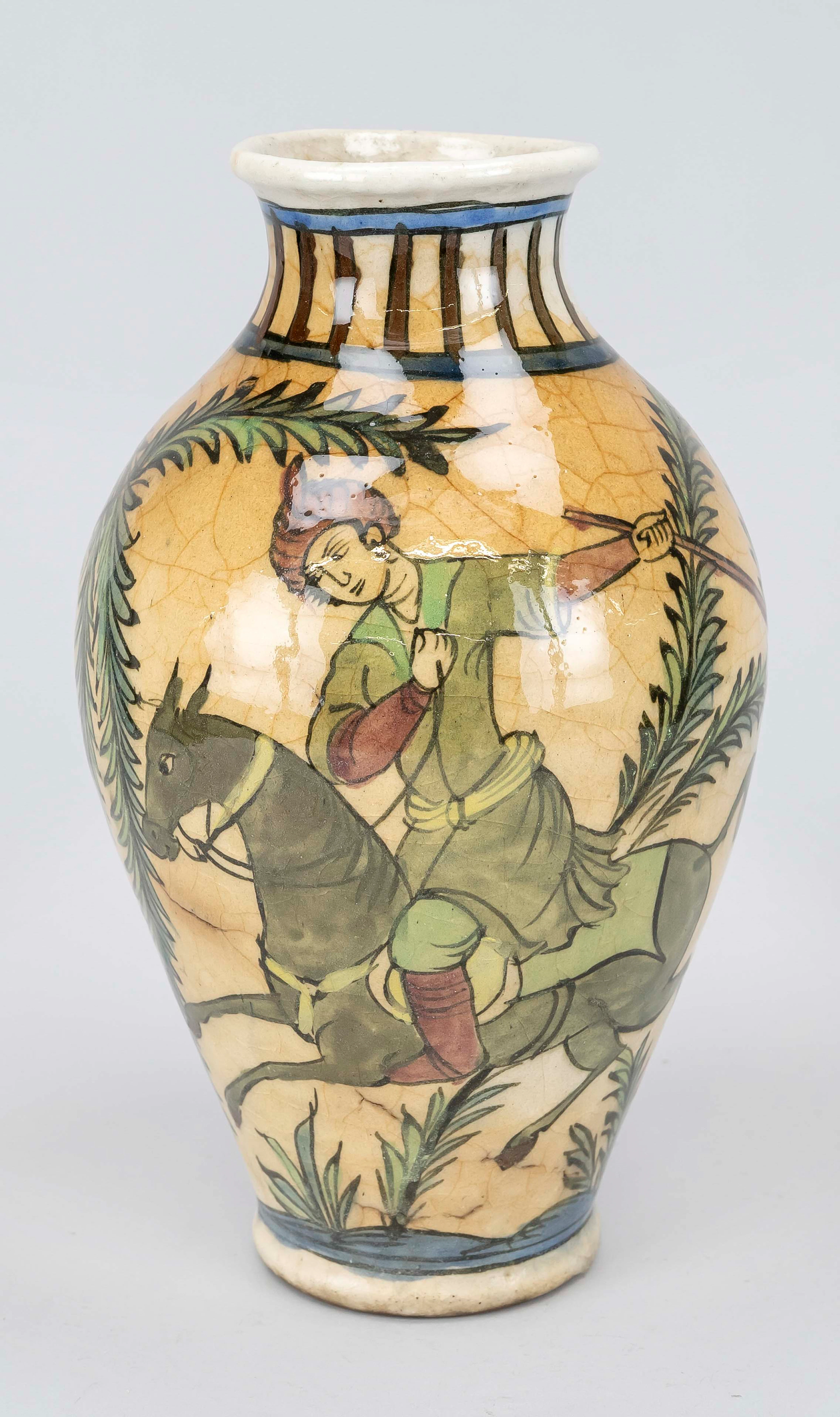 Persische Qajar-Keramikvase, 1. H