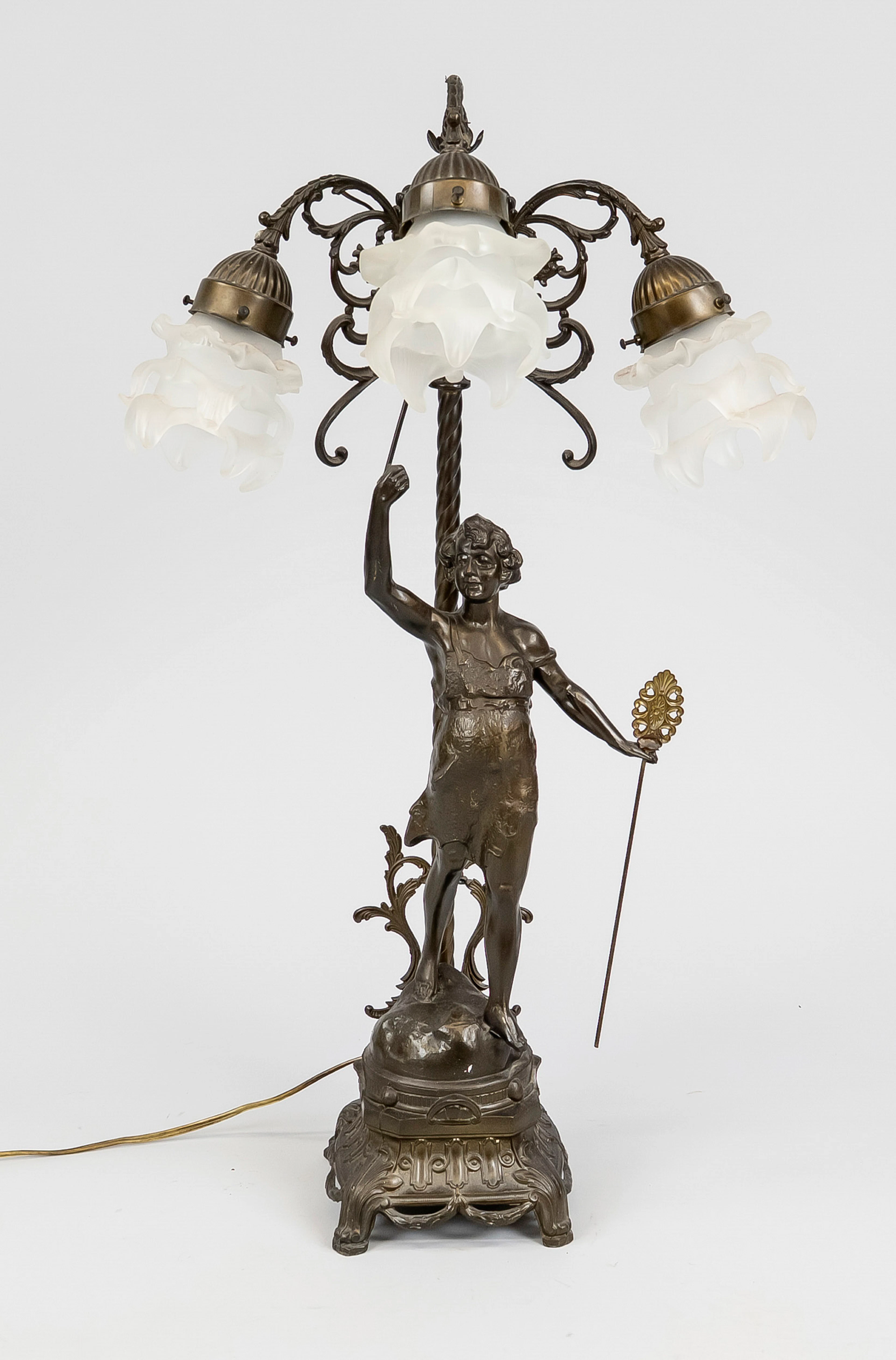 Figürliche Lampe, 19./20. Jh., bro