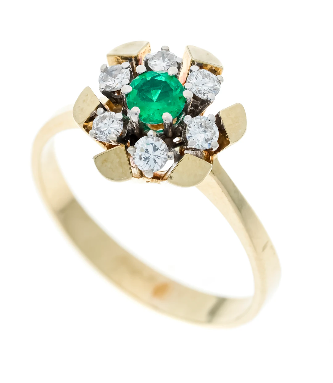 Smaragd-Brillant Blüten-Ring GG 5