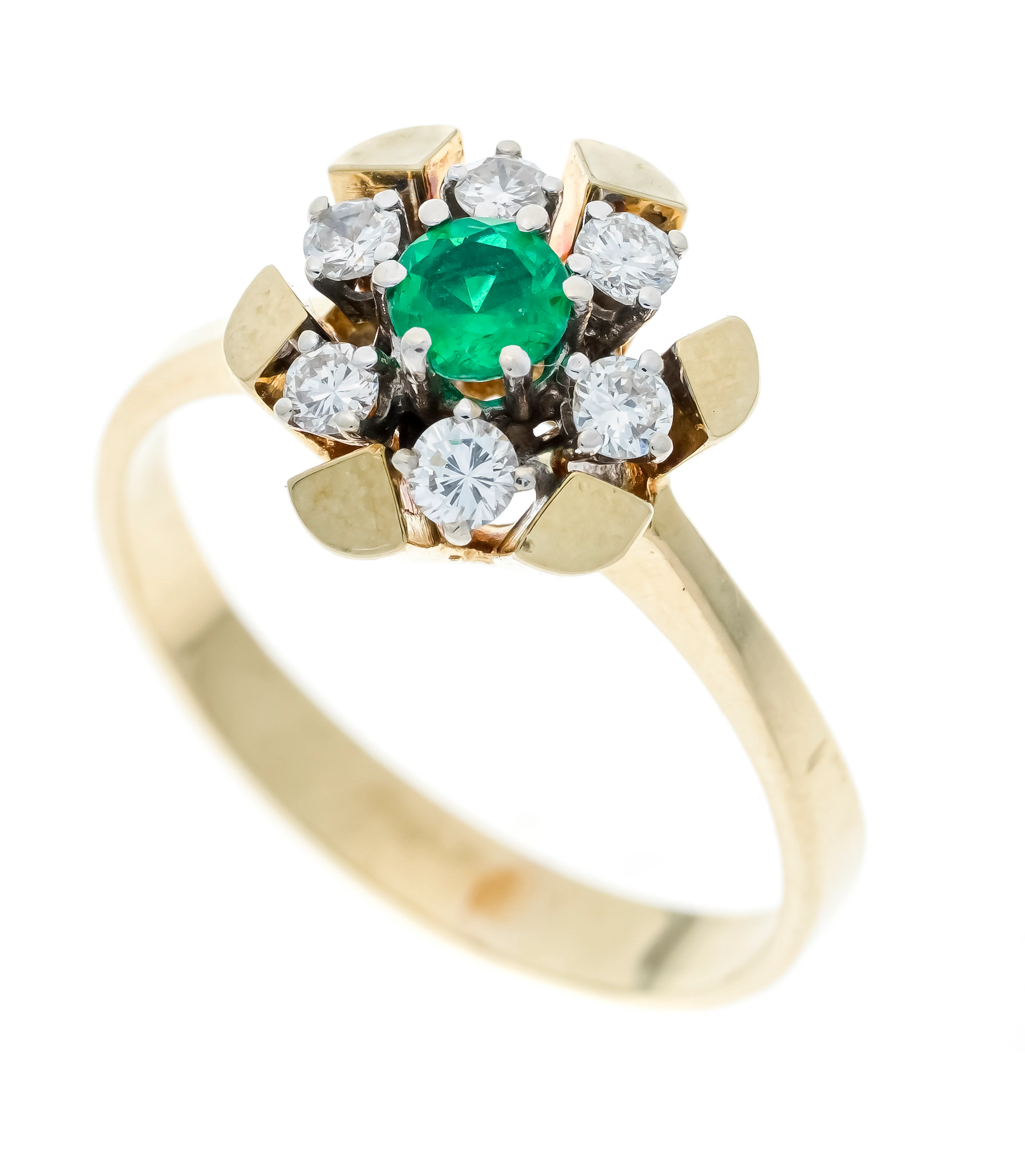 Smaragd-Brillant Blüten-Ring GG 5