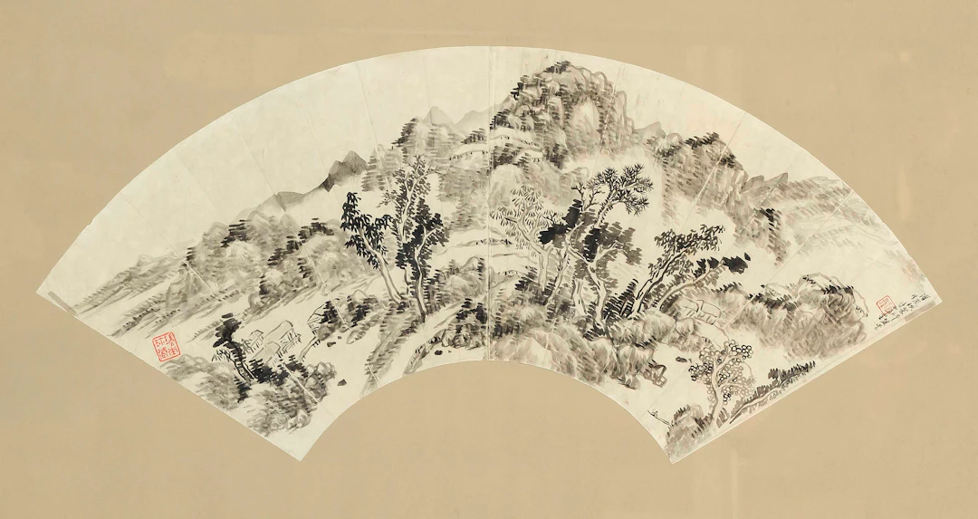 Fächerbild, China, 1. H. 20. Jh.