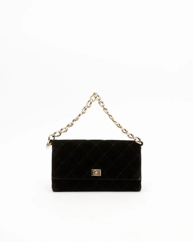 Chanel Vintage CC Velour Chain Bag