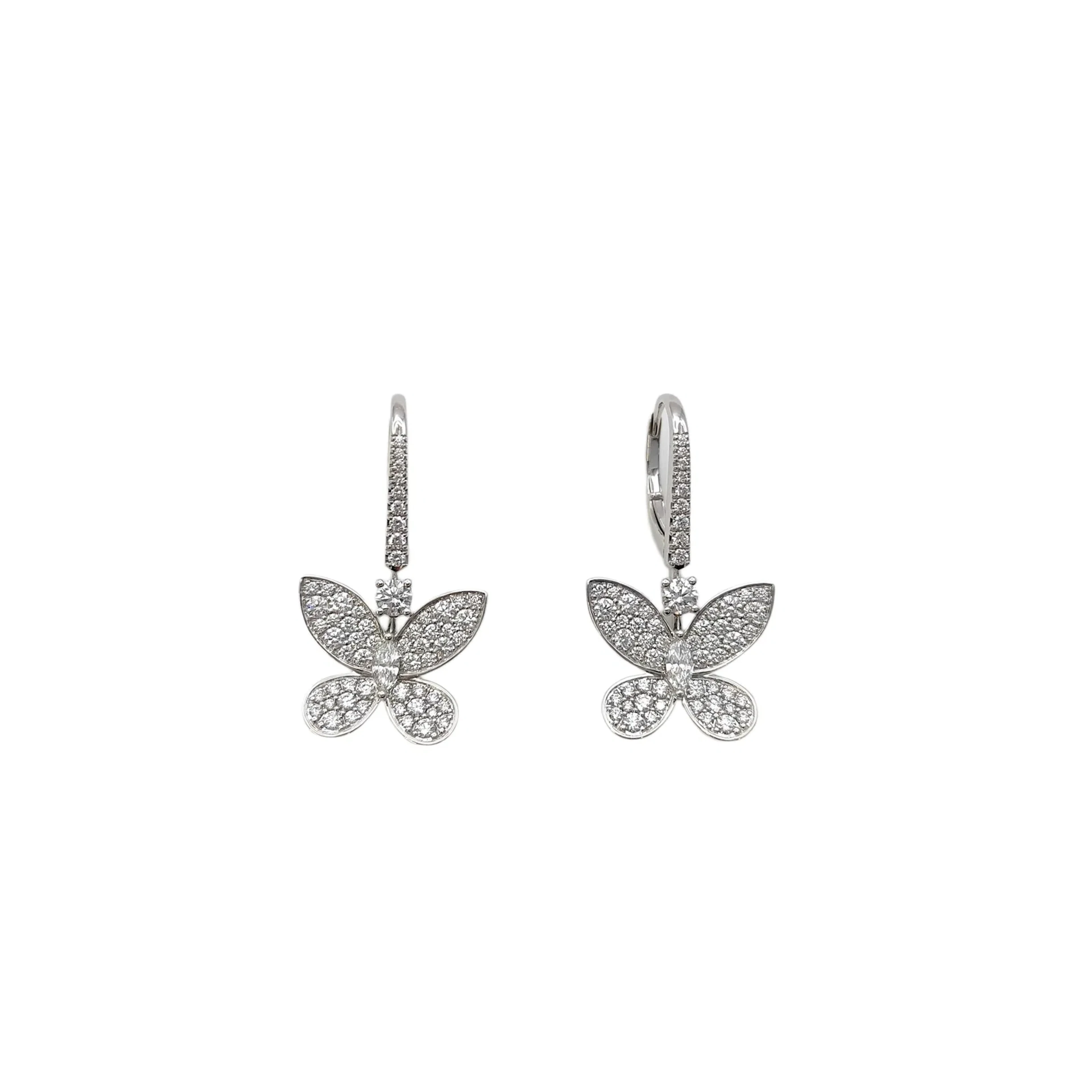 Graff Butterfly Diamond 18K White Gold Earrings