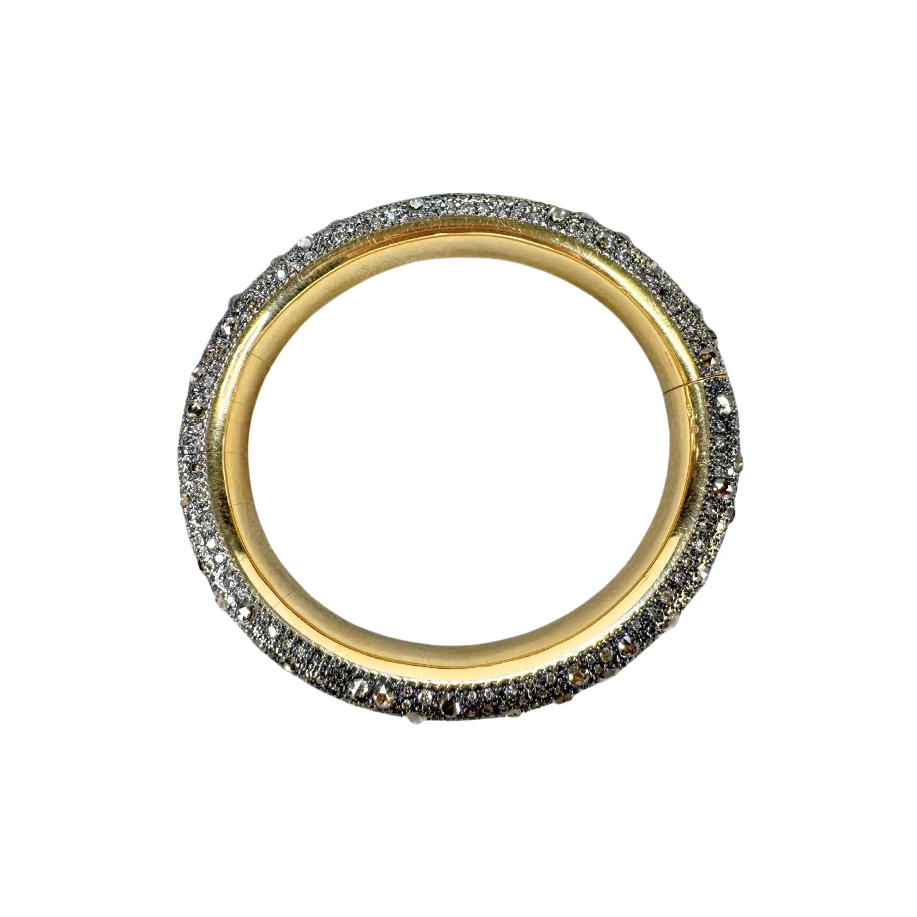 Pomellato Iconica Grey Silver Champagne Brown Diamonds Rose Gold Bangle