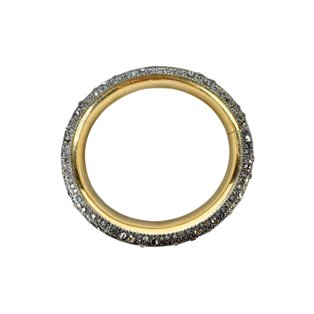 Pomellato Iconica Grey Silver Champagne Brown Diamonds Rose Gold Bangle