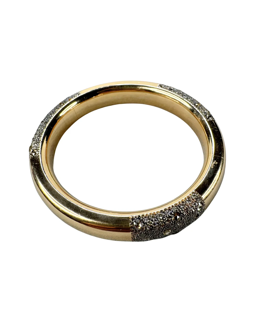 Pomellato Iconica Grey Silver Champagne Brown Diamonds Rose Gold Bangle Bracele