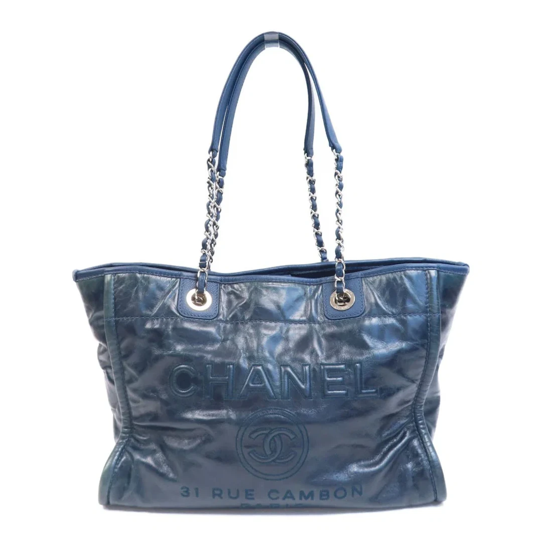Chanel Blue Cowhide Leather Tote Bag