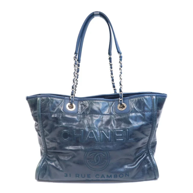 Chanel Blue Cowhide Leather Tote Bag