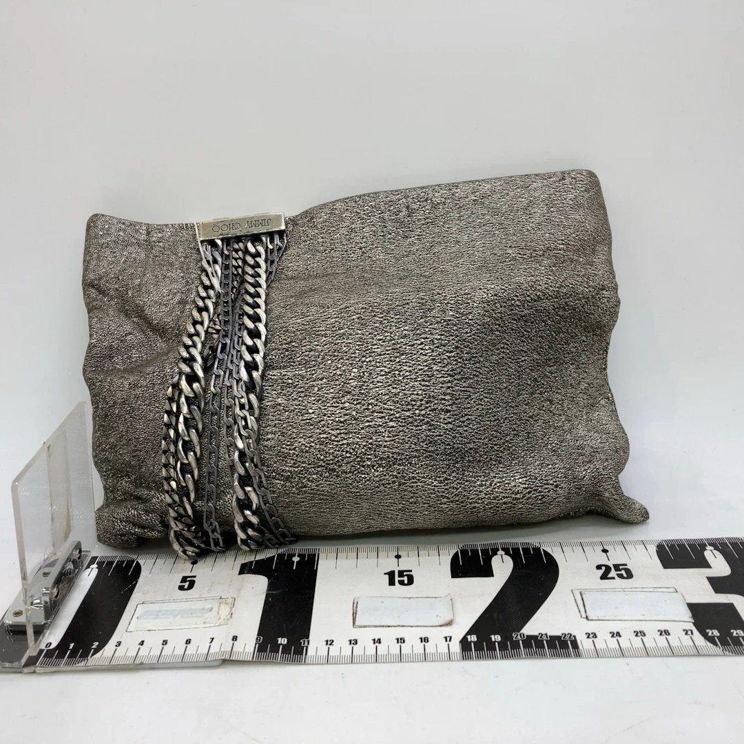 Jimmy Choo Gray Leather Clutch Bag