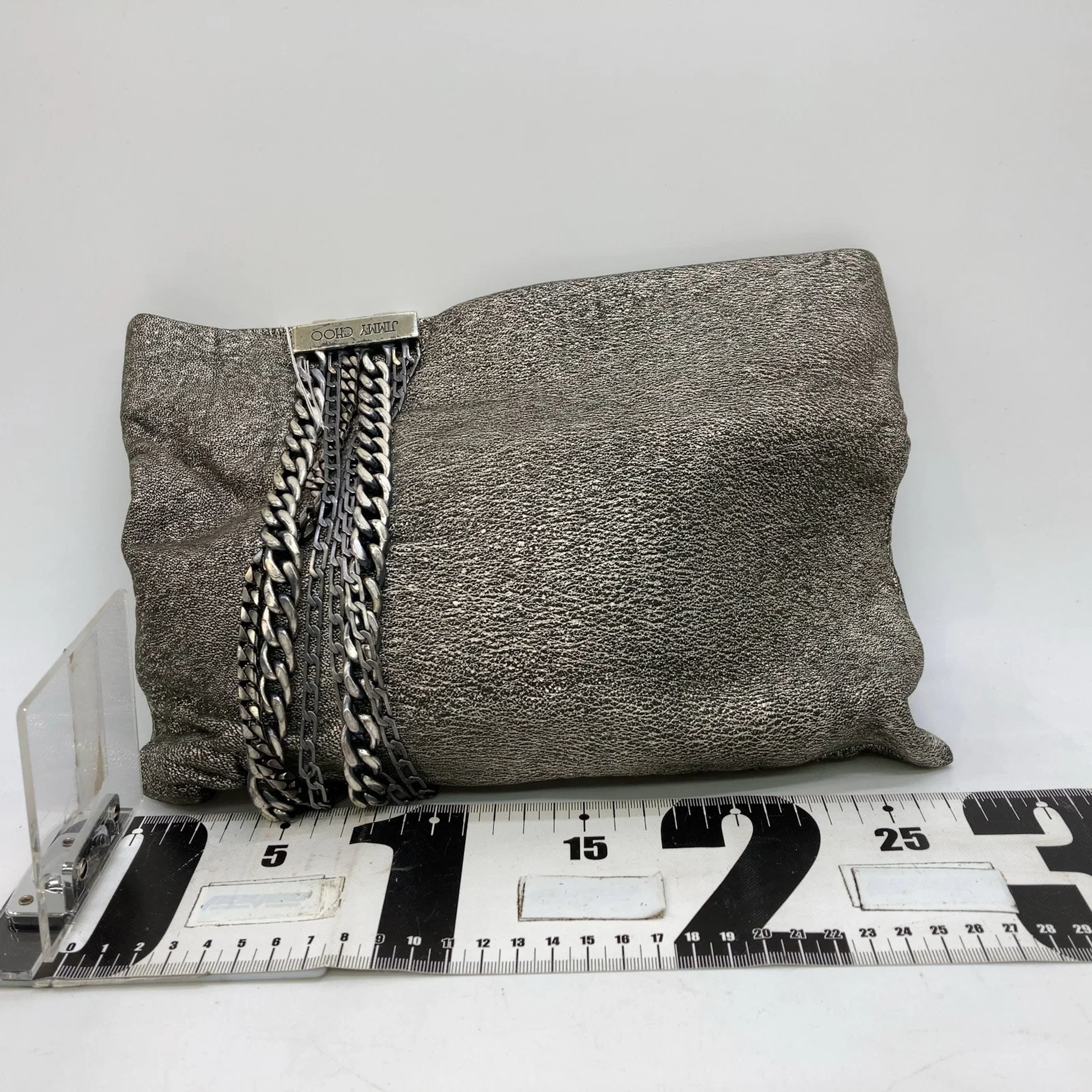 Jimmy Choo Gray Leather Clutch Bag